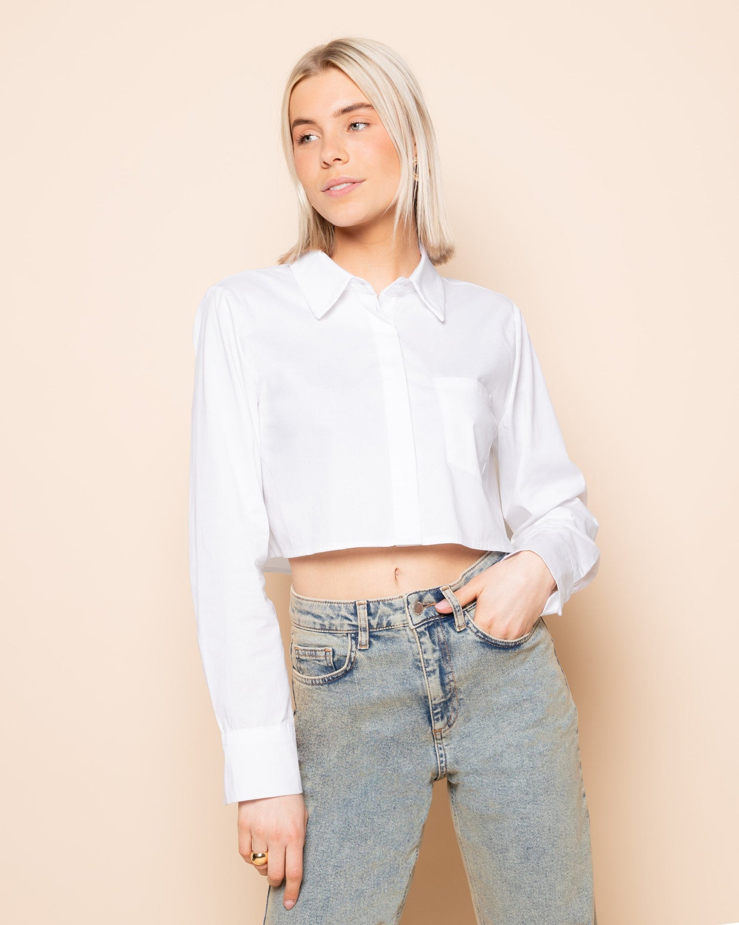 POPLIN CROPPED BLOUSE WIT