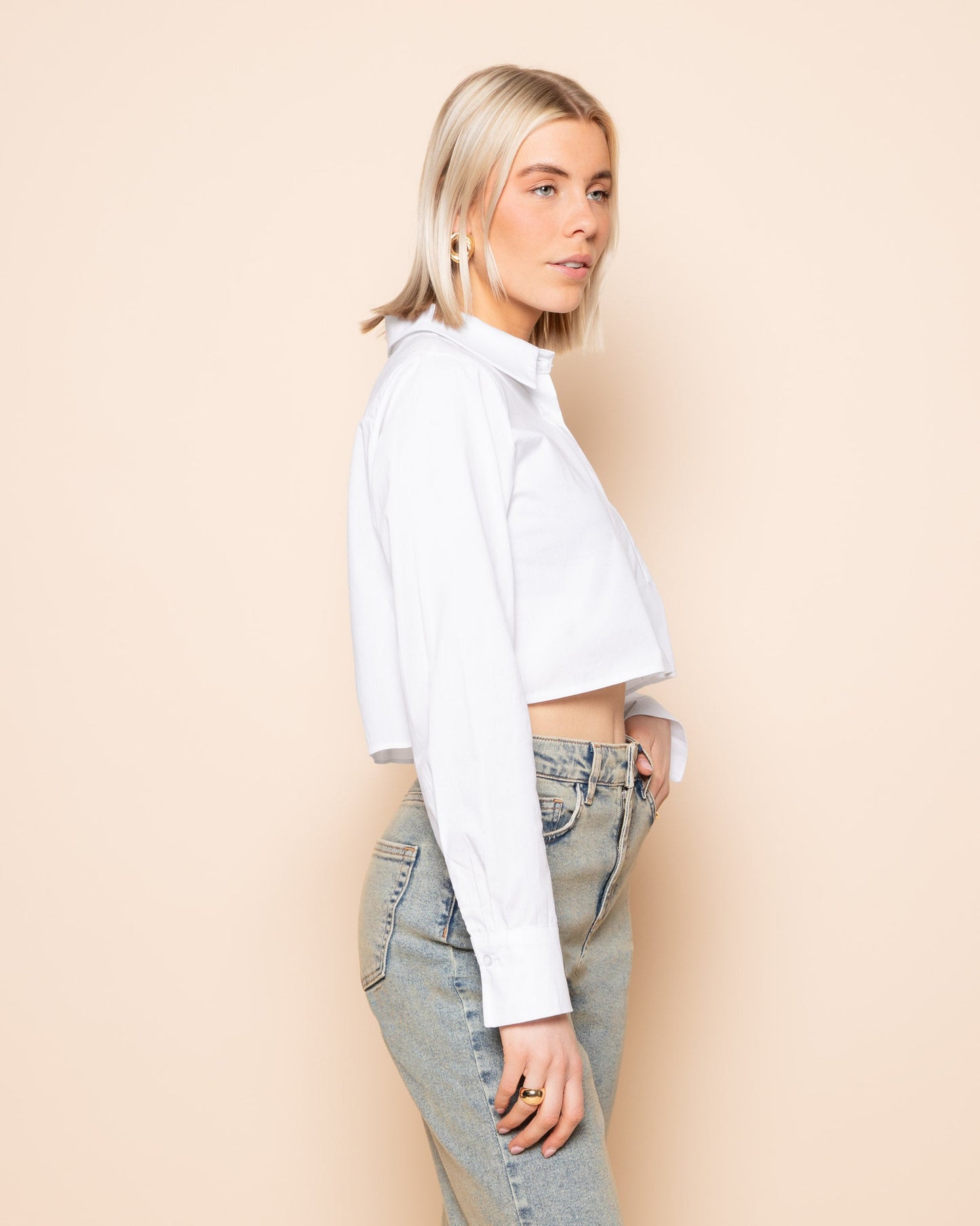 POPLIN CROPPED BLOUSE WIT