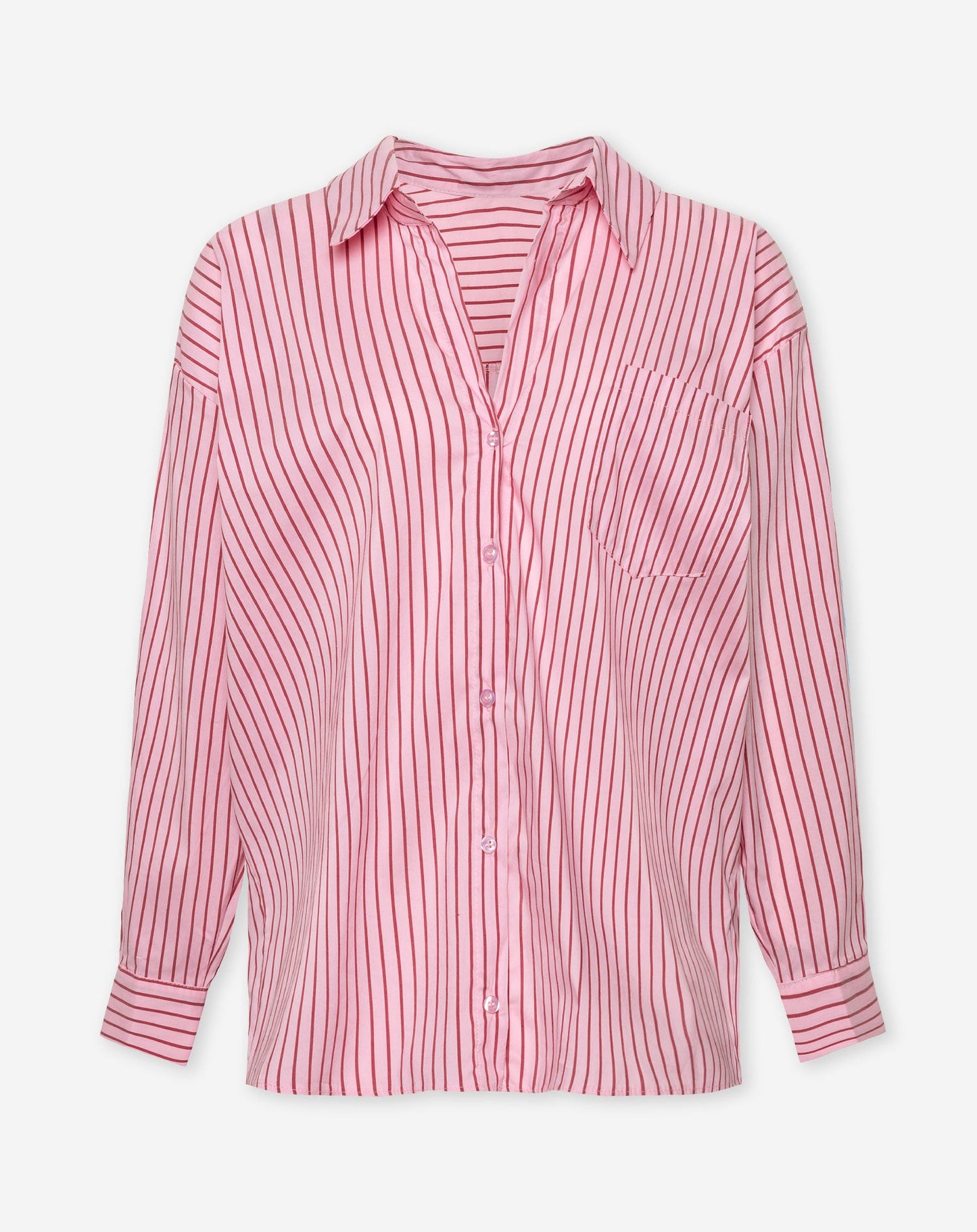 POPLIN STRIPE OVERSIZED BLOUSE ROZE