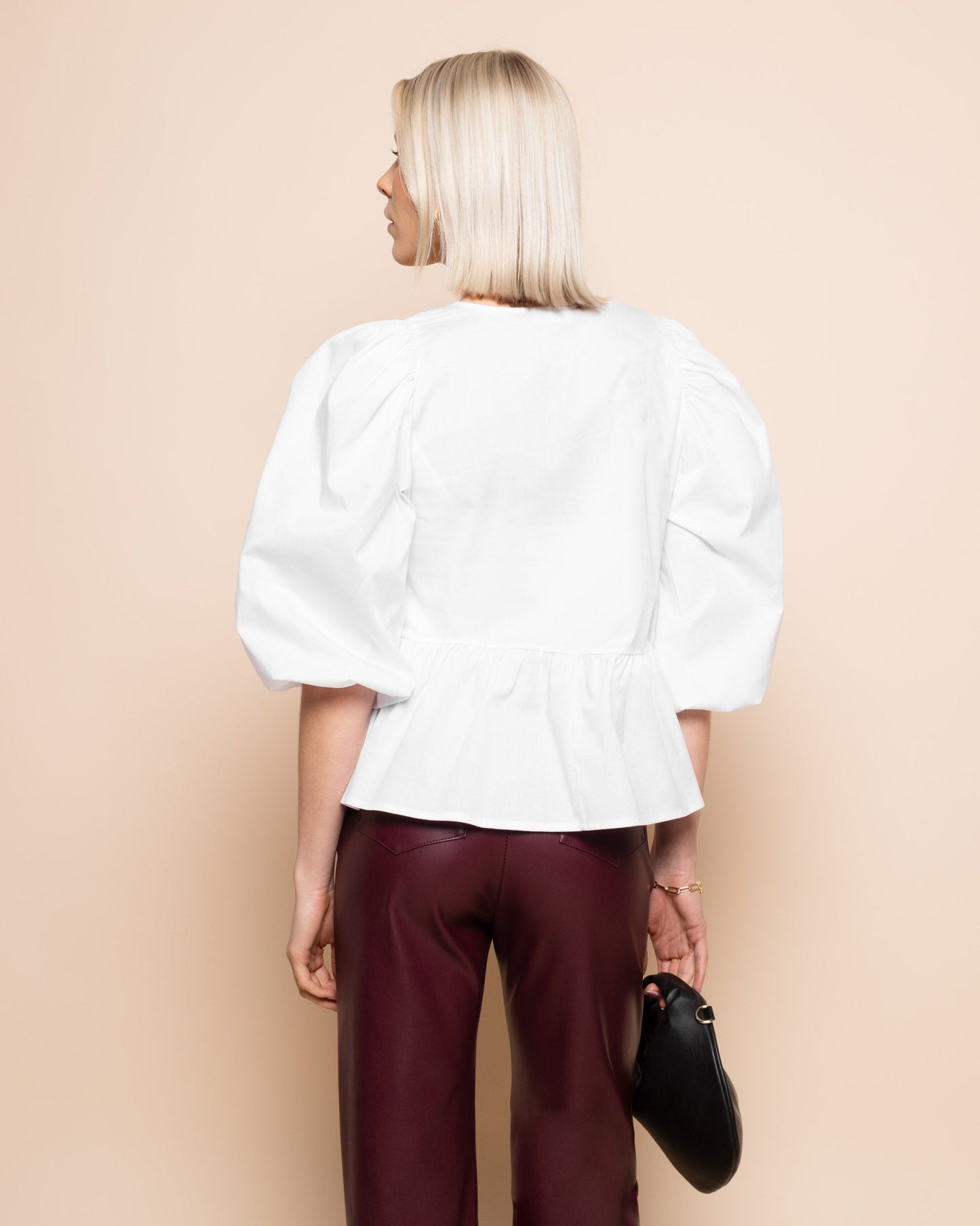POPLIN BOWS TOP CRÈME