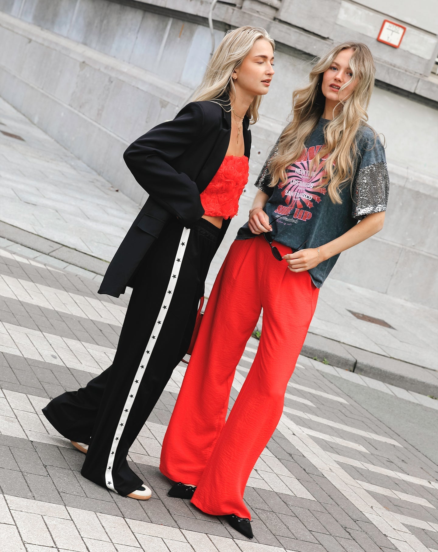 PINTUCK TAPE STRAIGHT LEG PANTALON ZWART