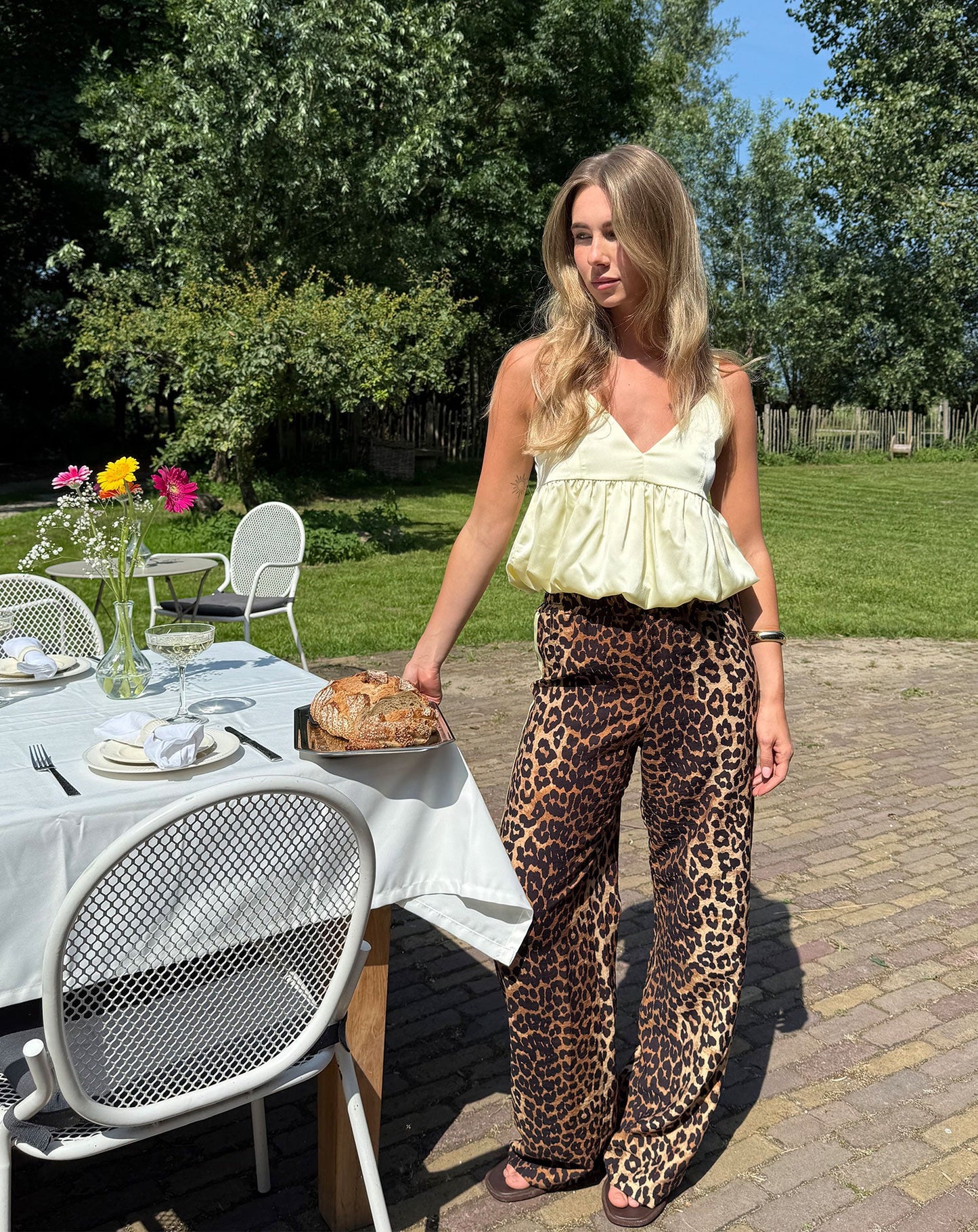 LEOPARD TAPE STRAIGHT LEG PANTALON BOTERGEEL