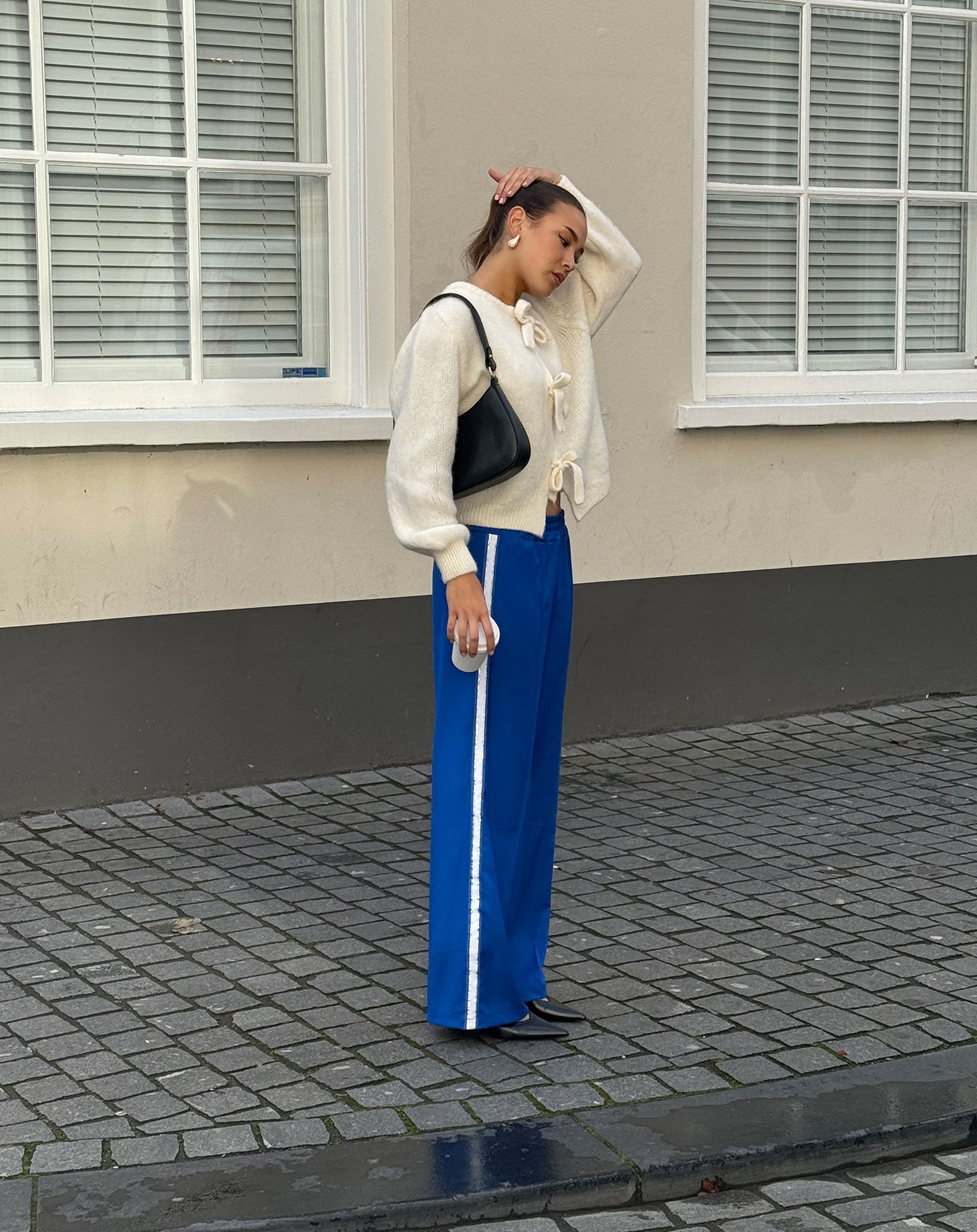 PINTUCK SATIN TAPE PANTALON TALL KOBALTBLAUW