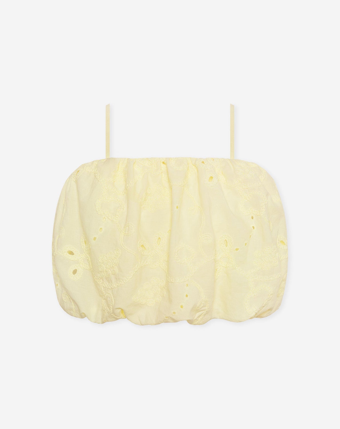 MANOU BRODERIE BUBBLE HEM TOP BOTERGEEL