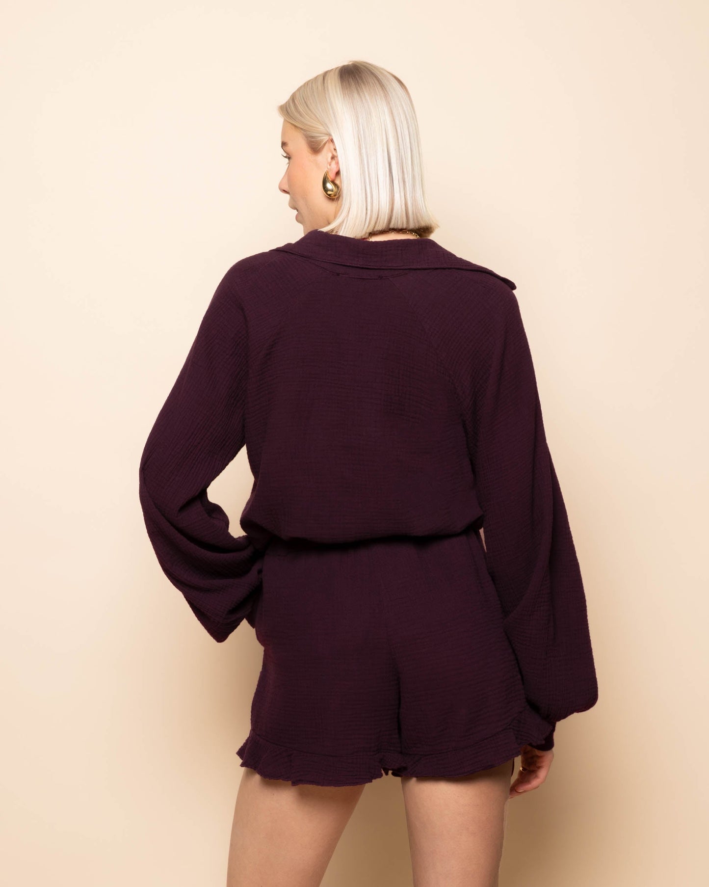 MOUSSELINE BLOUSE DONKER BURGUNDY