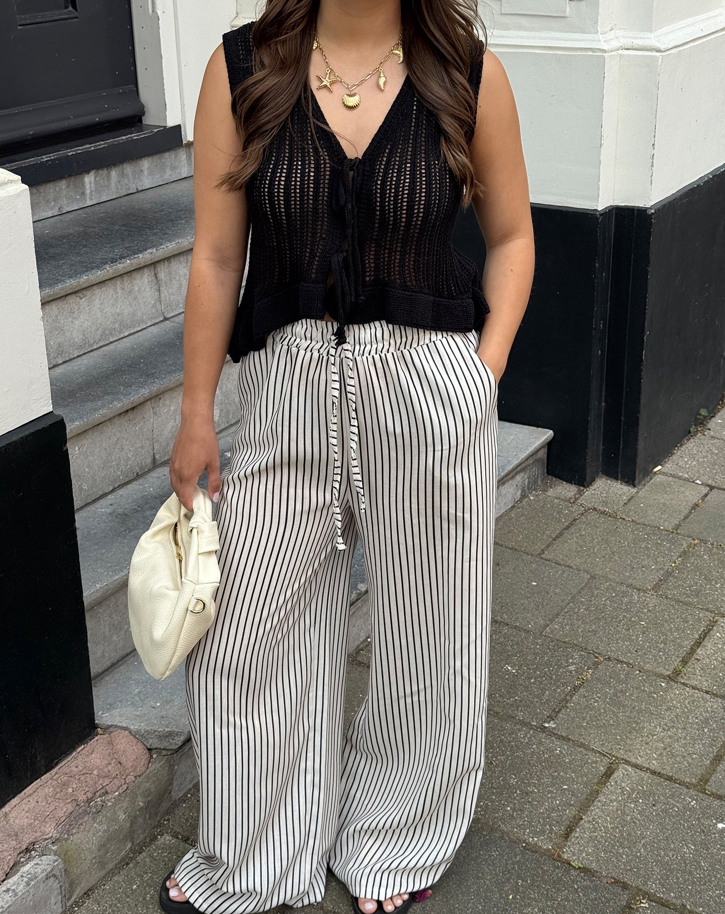 CLARA STRIPE PANTALON ZWART