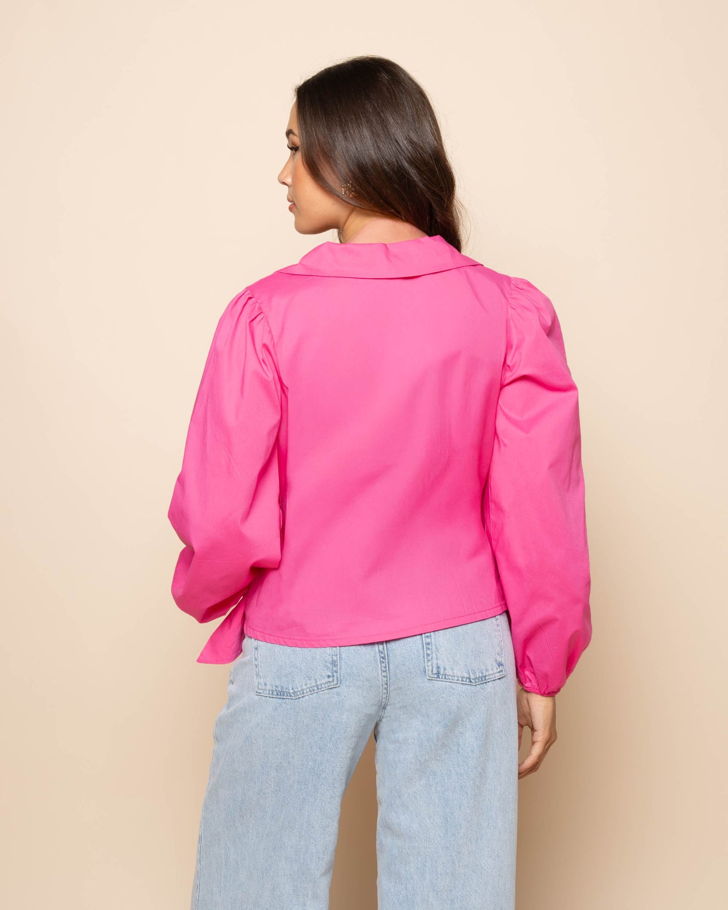 POPLIN WRAP BUCKLE BLOUSE ROZE