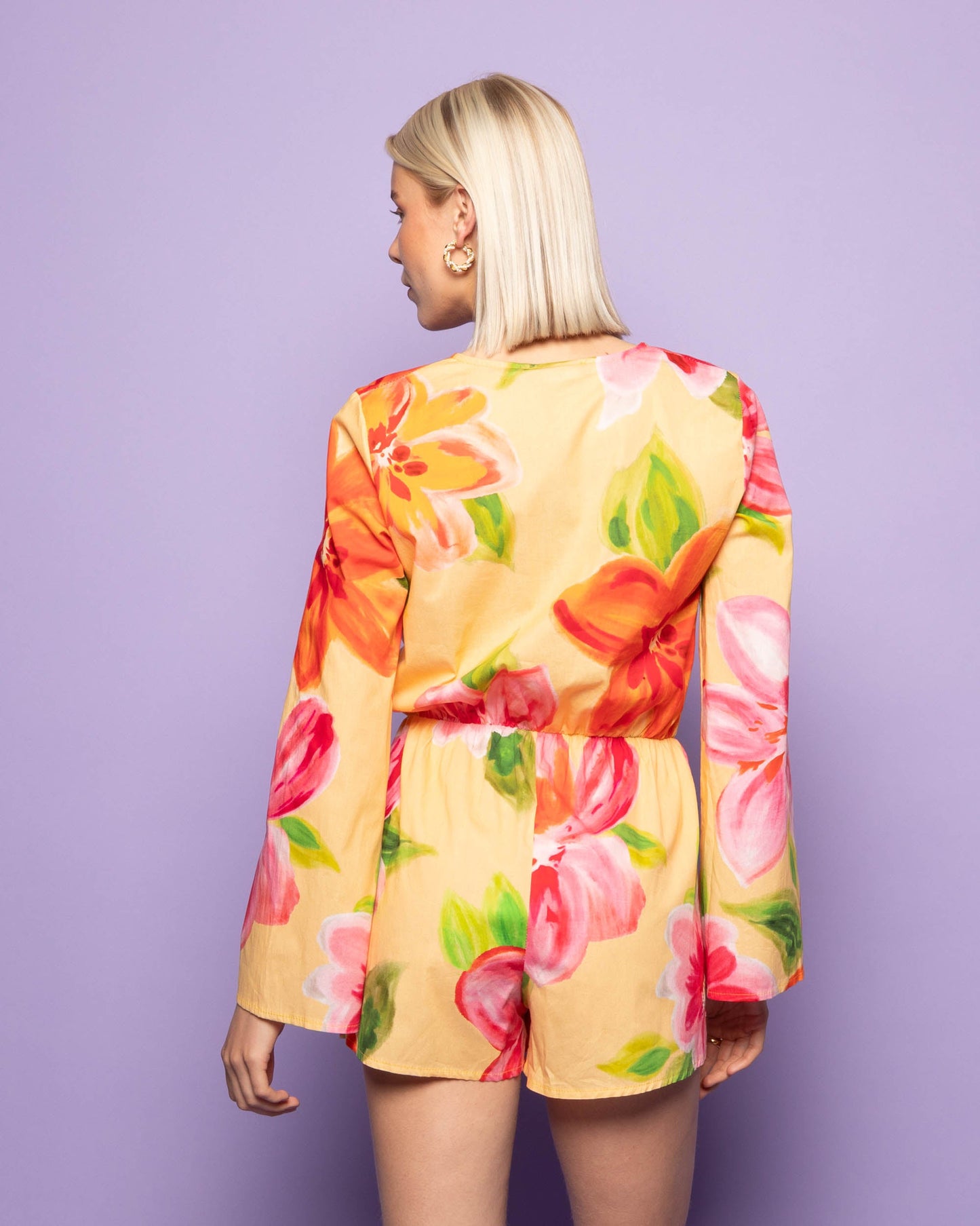TROPICAL FLOWER PLAYSUIT GEEL