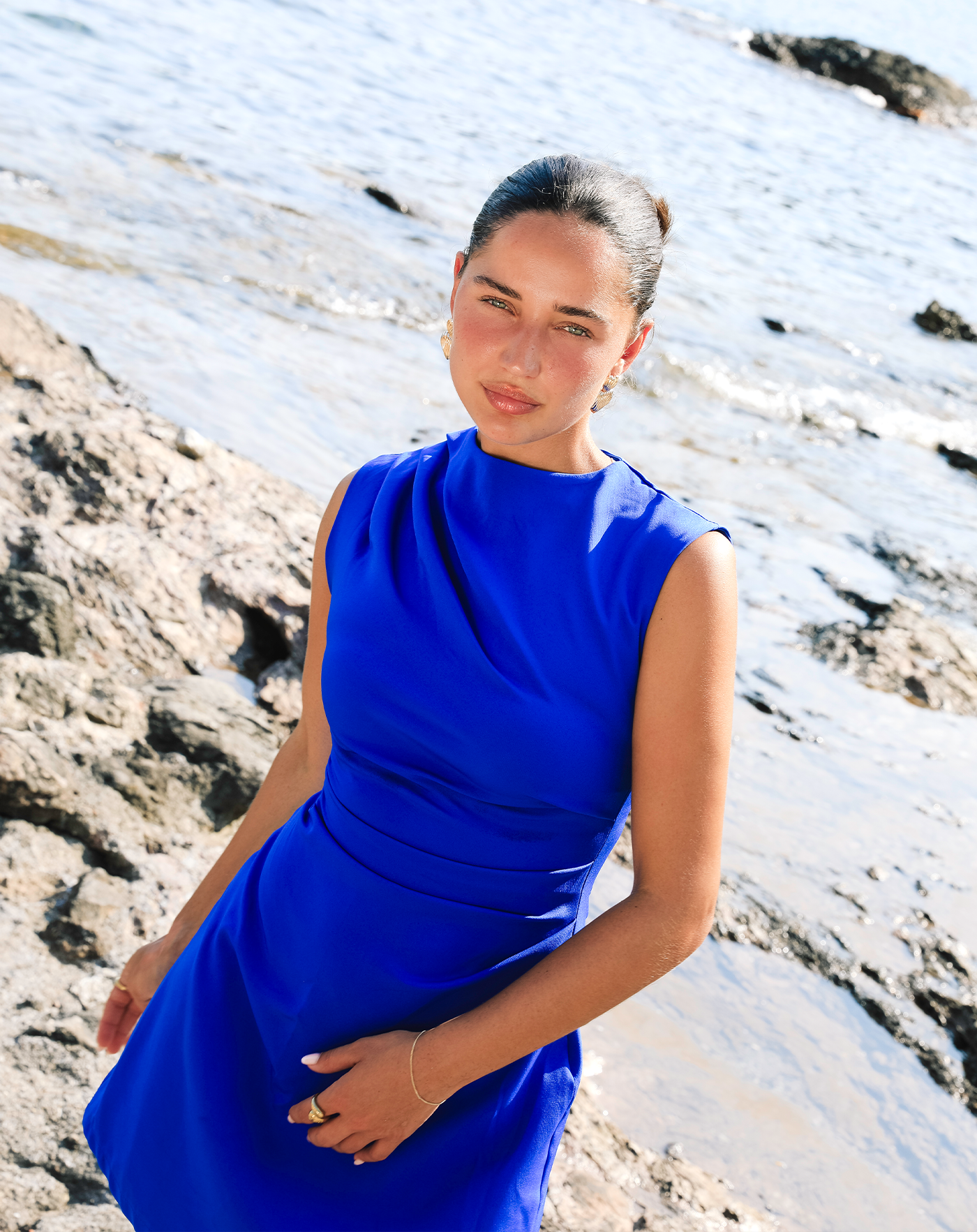 SOFIA RUCHED DRESS KOBALTBLAUW