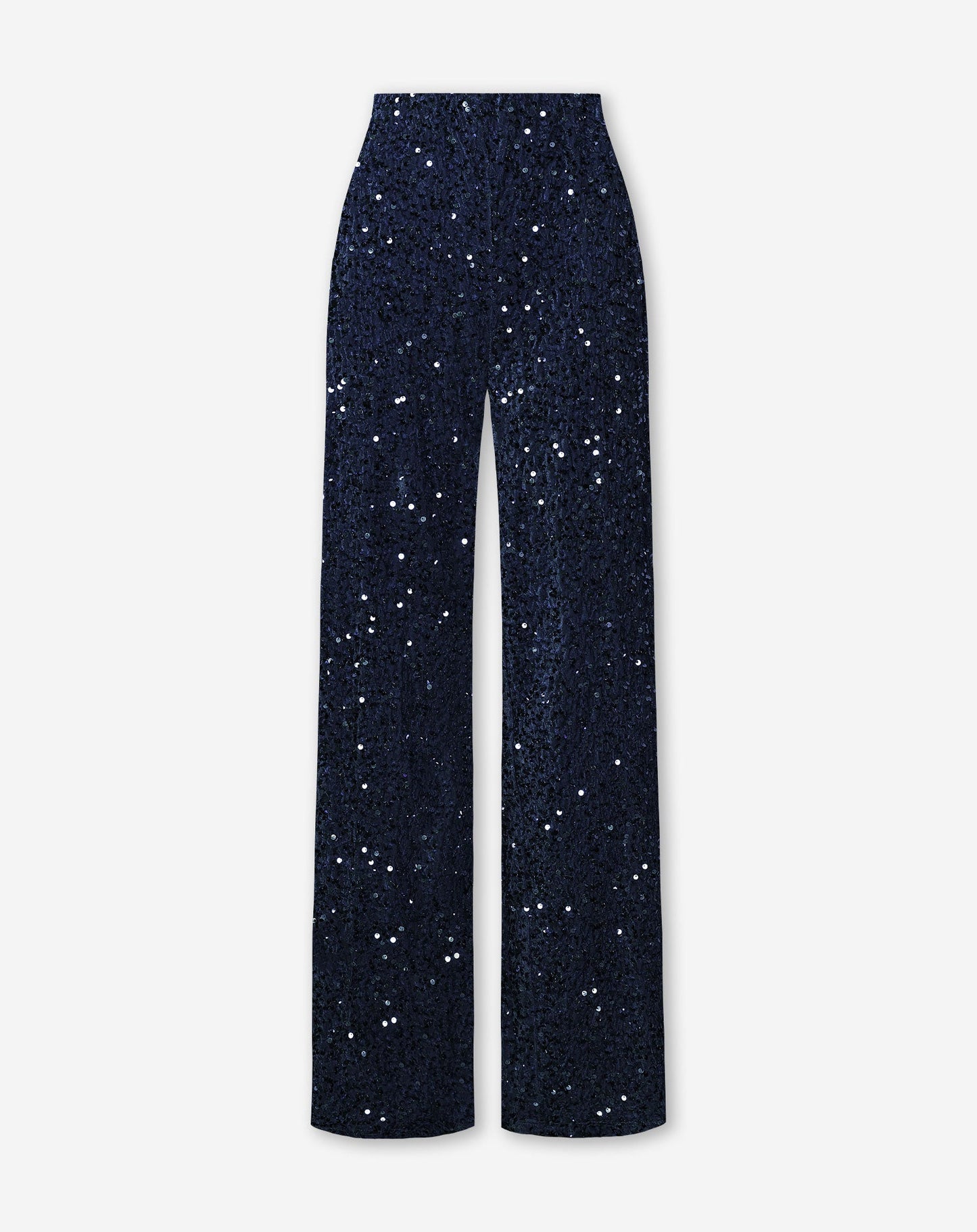 VELVET SEQUIN WIDE LEG PANTS MARINEBLAUW