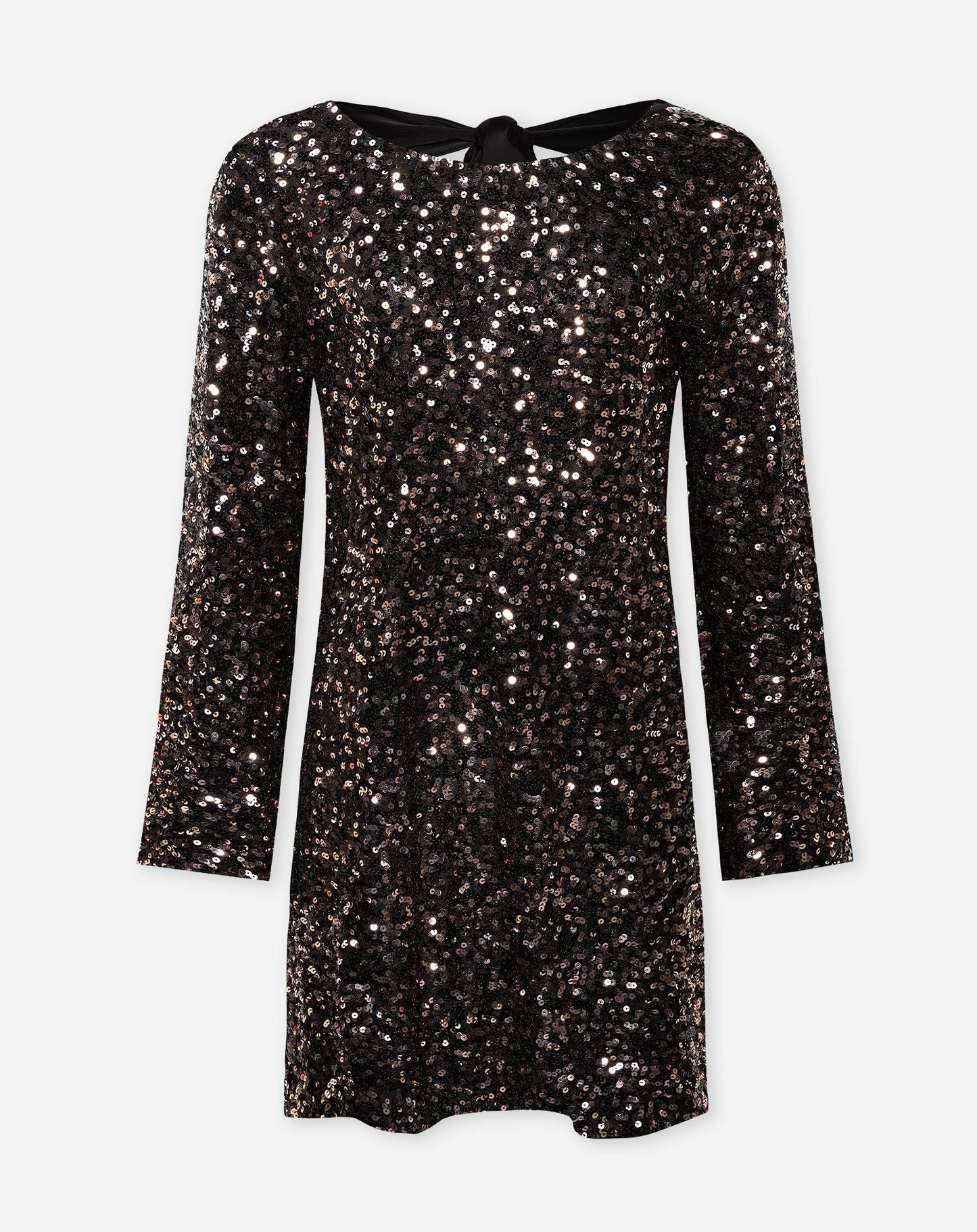 SEQUIN BOW DRESS ZWART
