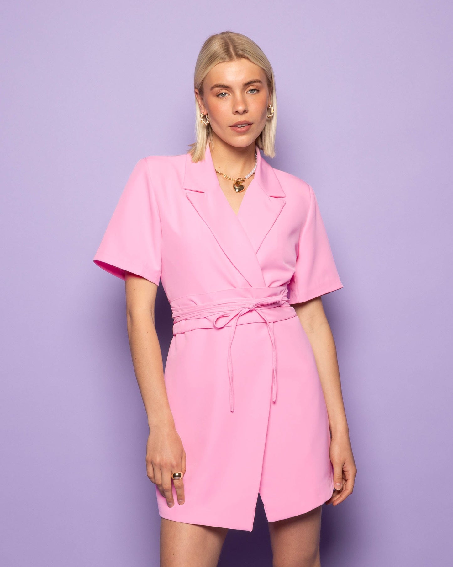 SADIE SHORT SLEEVE BLAZER DRESS ROZE