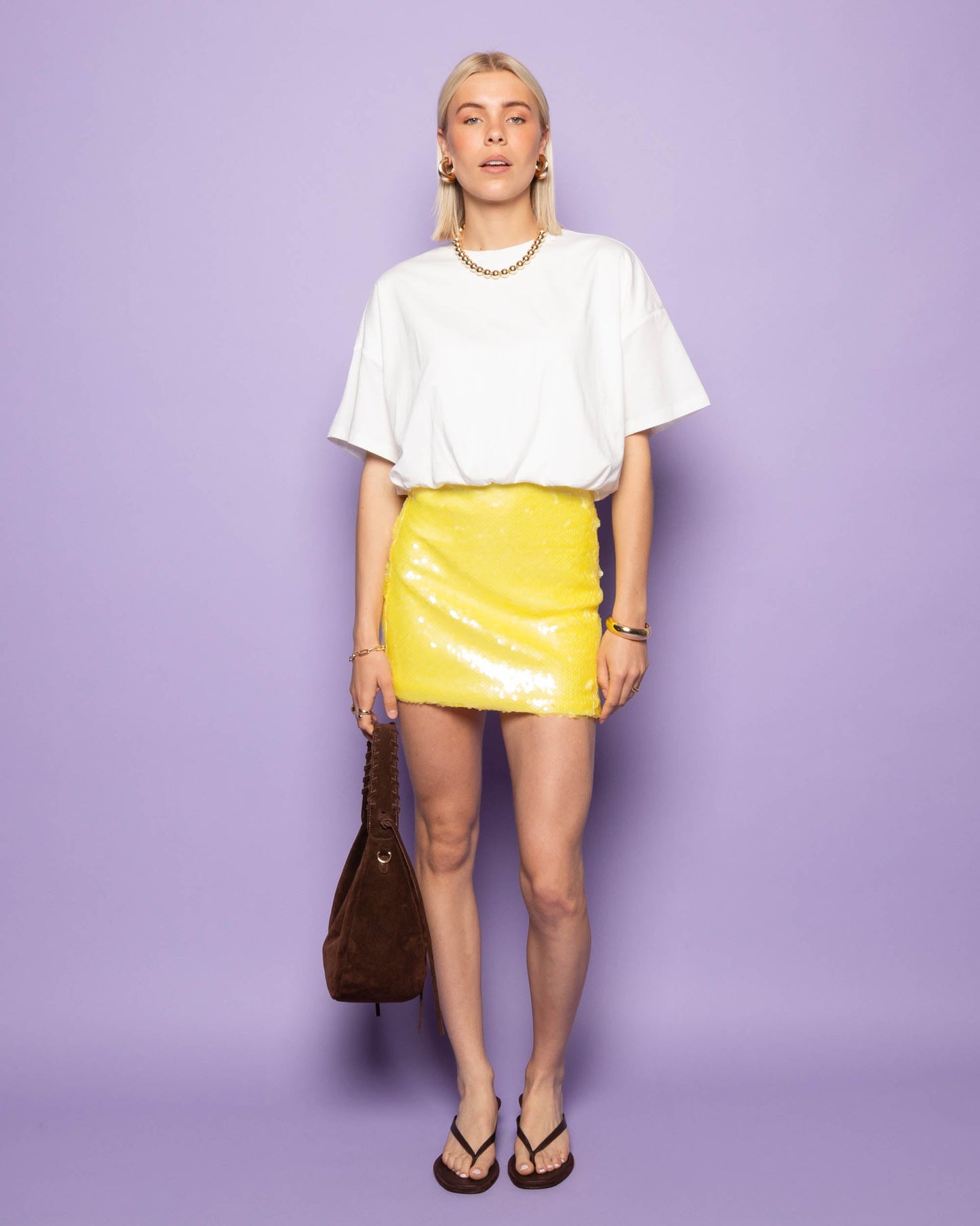 LIV SEQUINS SKIRT GEEL