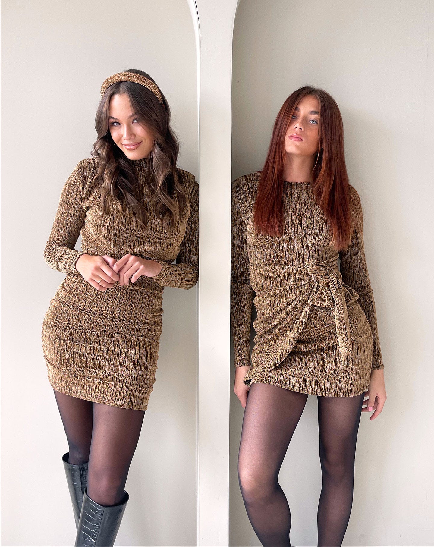 LUCY GLITTER KNOT DRESS GOUD