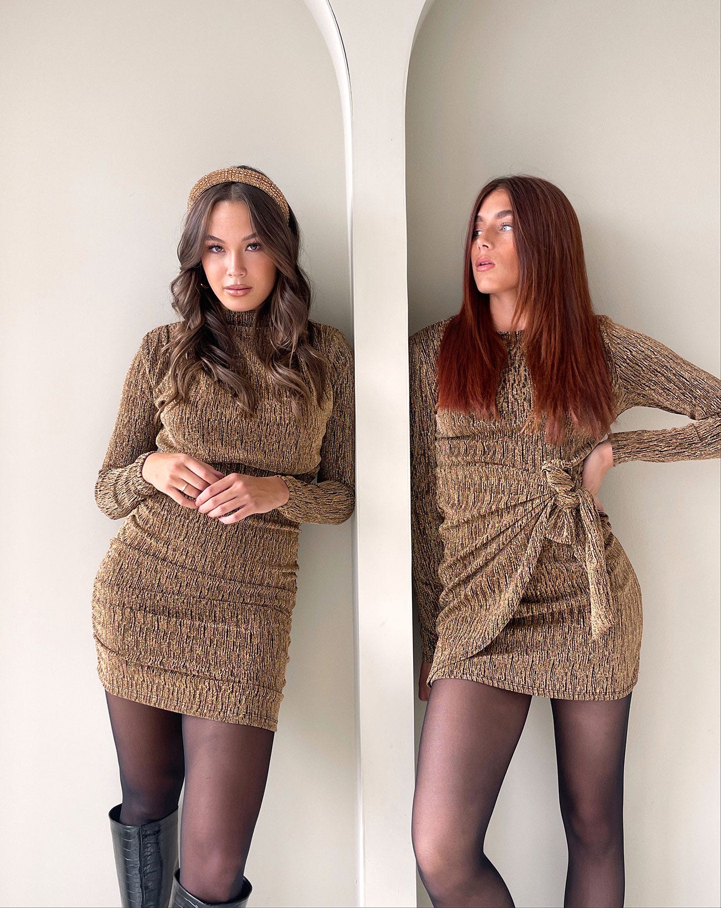 LUCY GLITTER KNOT DRESS GOUD