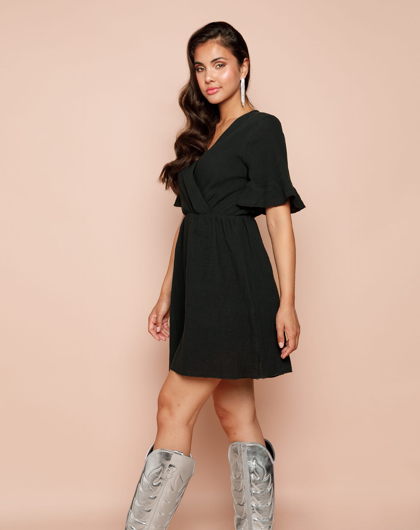 SYLVIE MOUSSELINE DRESS ZWART