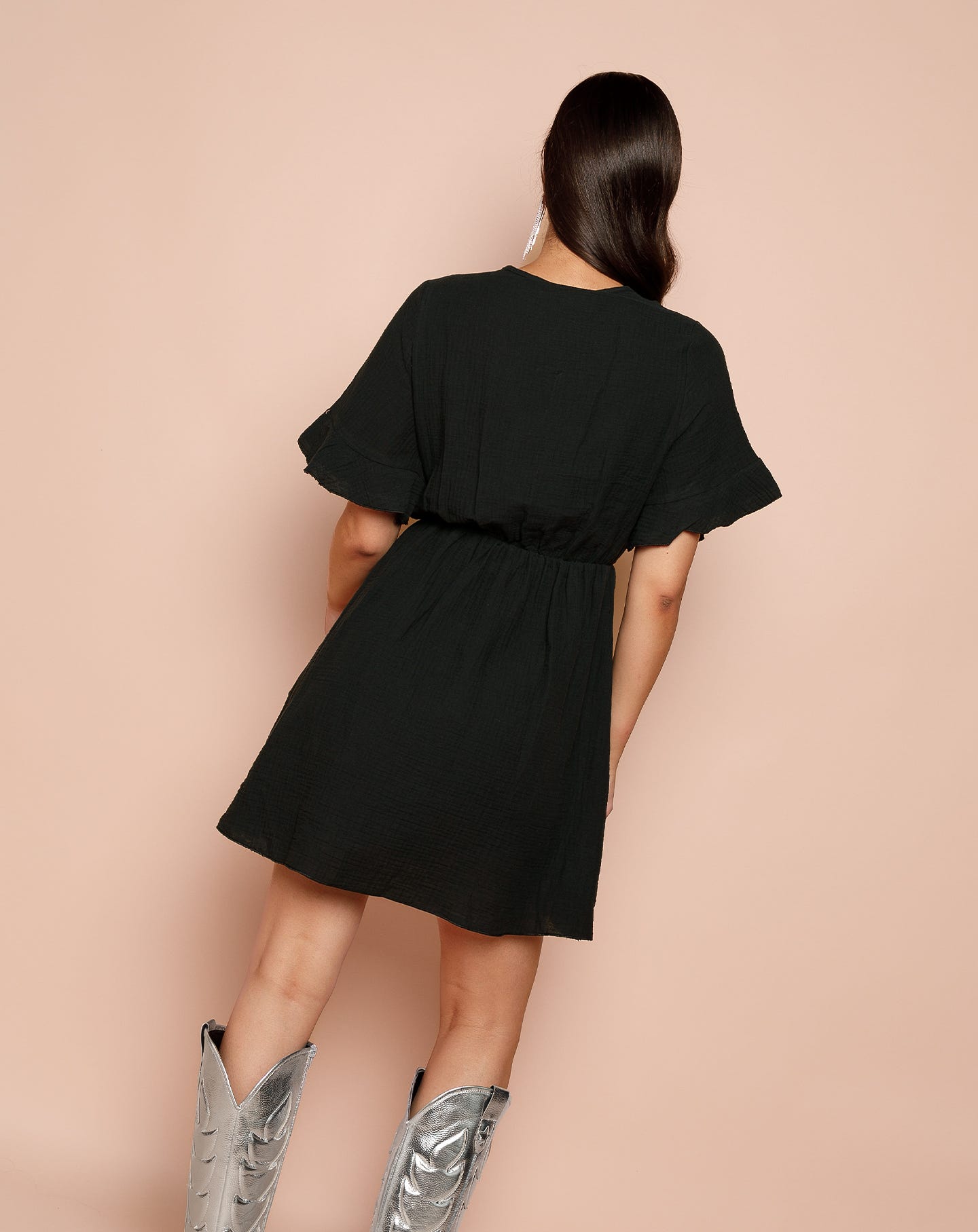SYLVIE MOUSSELINE DRESS ZWART