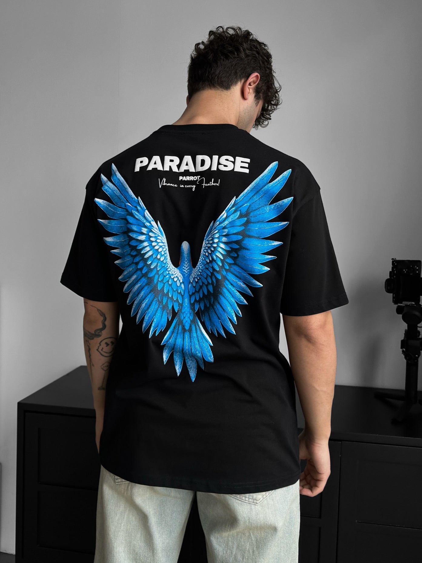 Oversize-Paradise-T-Shirt - Schwarz