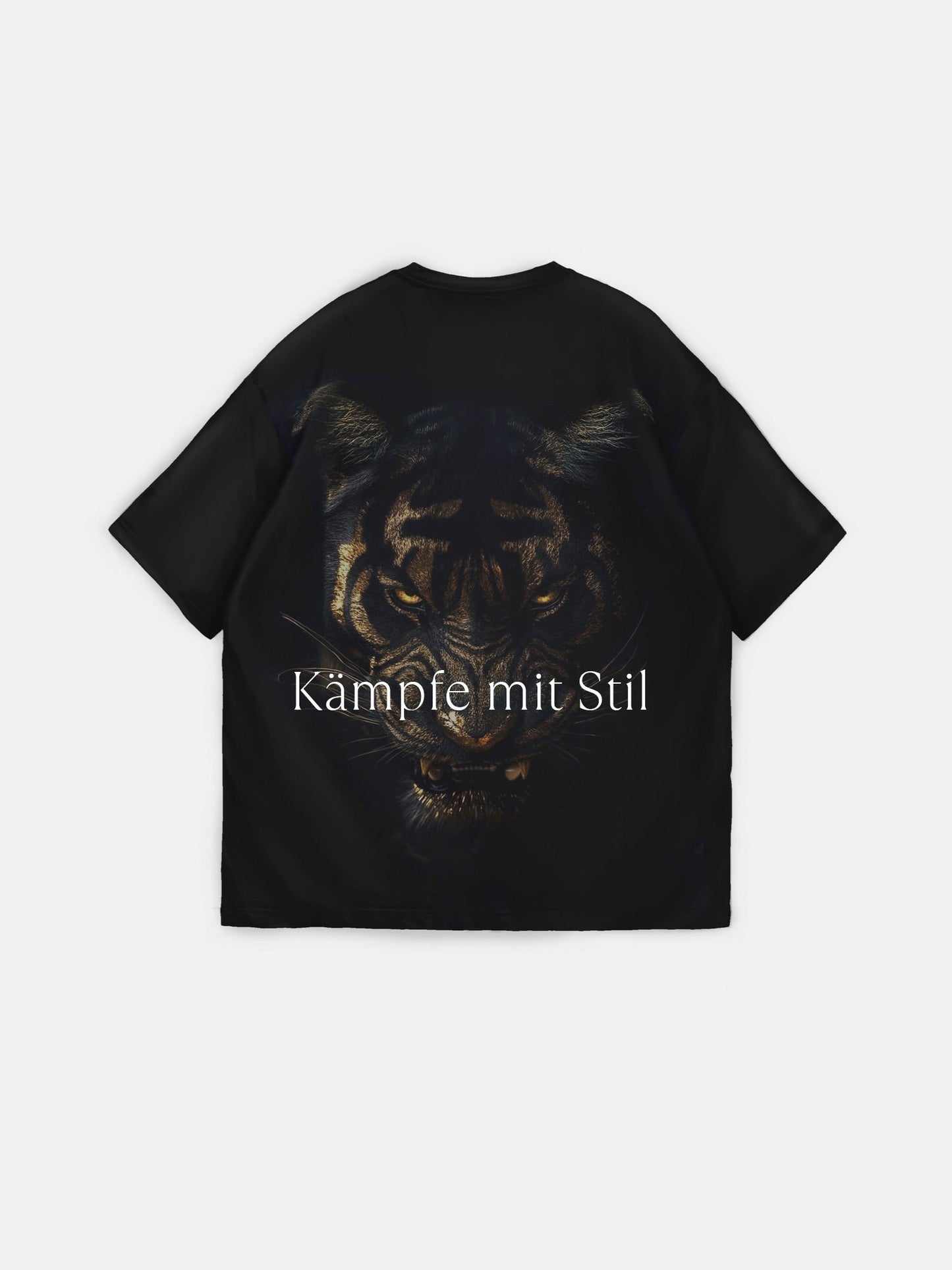 Übergroßes „Kämpfe mit Stil“ T-Shirt – Schwarz