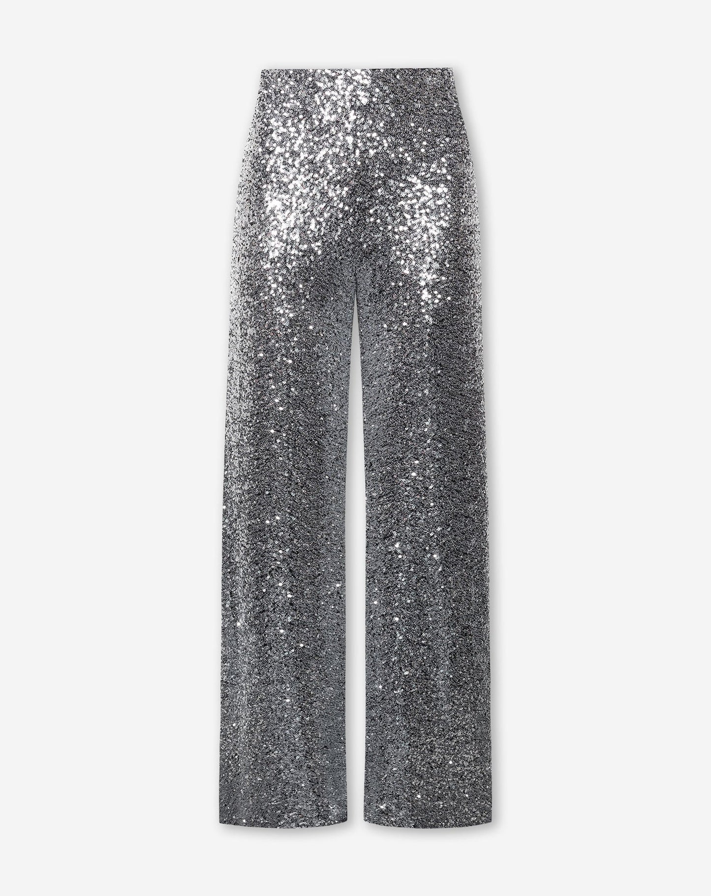 SEQUINS STRAIGHT LEG PANTALON ZILVER