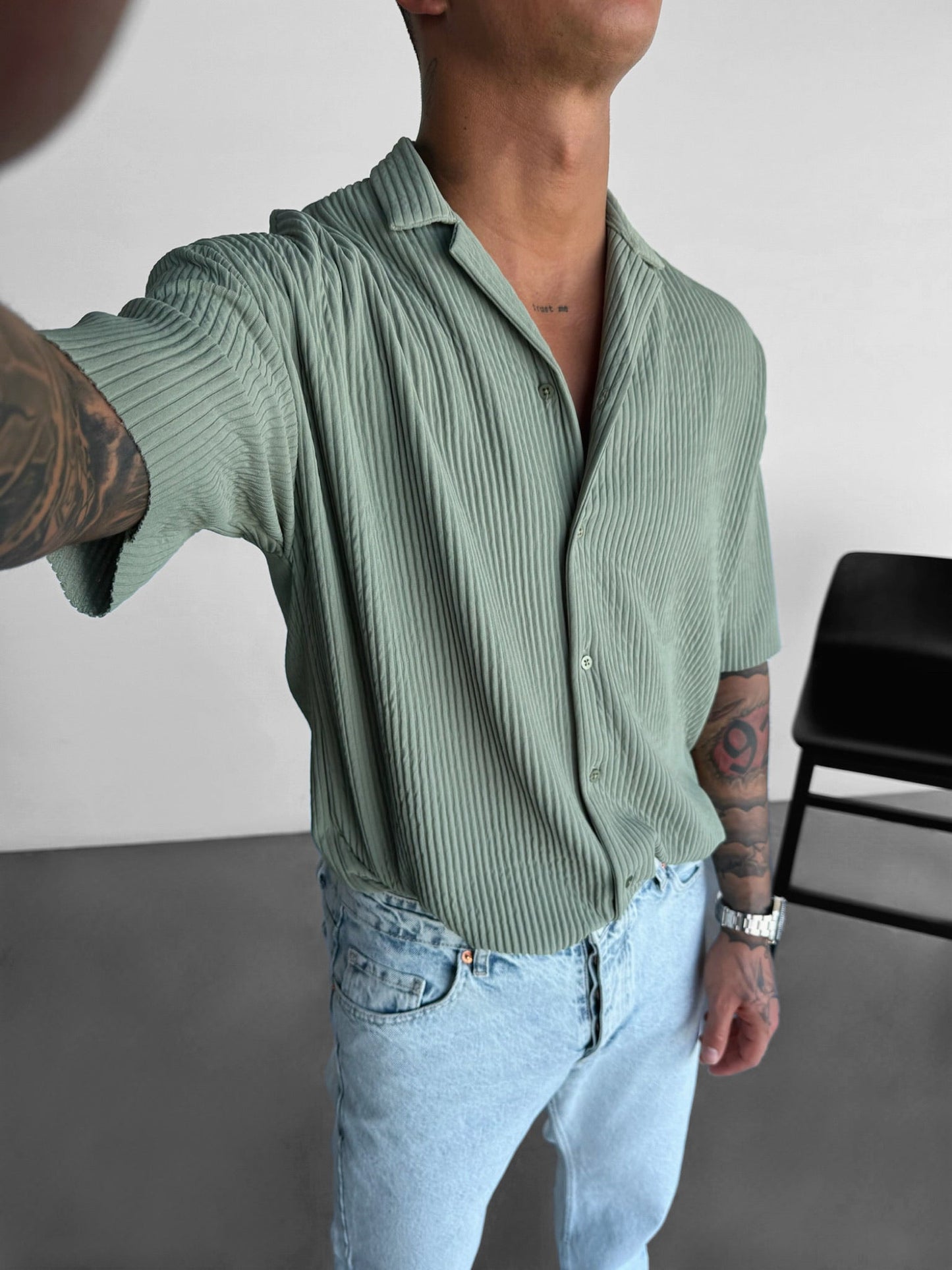 Oversize-Ripp-Shirt - Grün