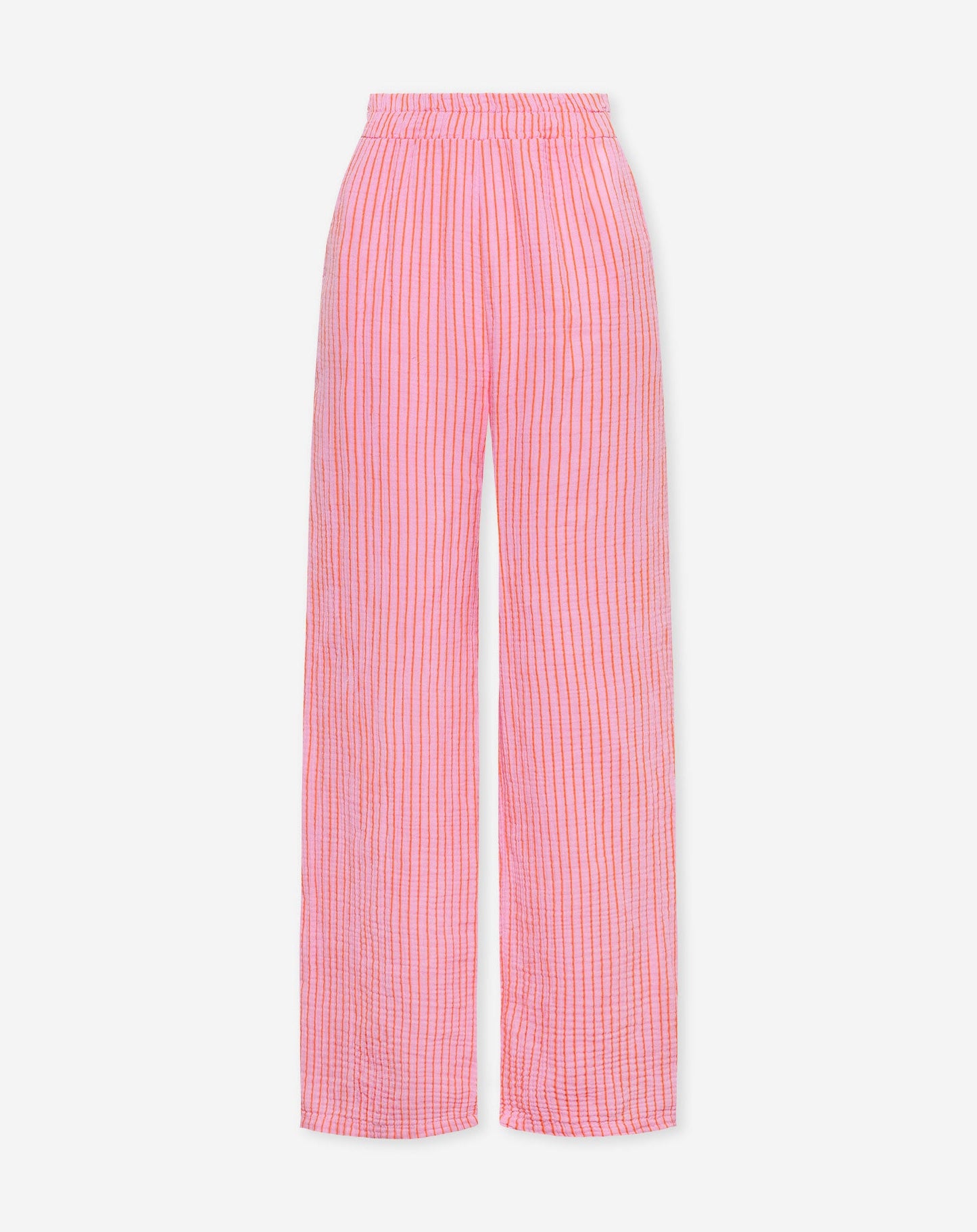 STRIPE MOUSSELINE STRAIGHT LEG PANTS ROZE
