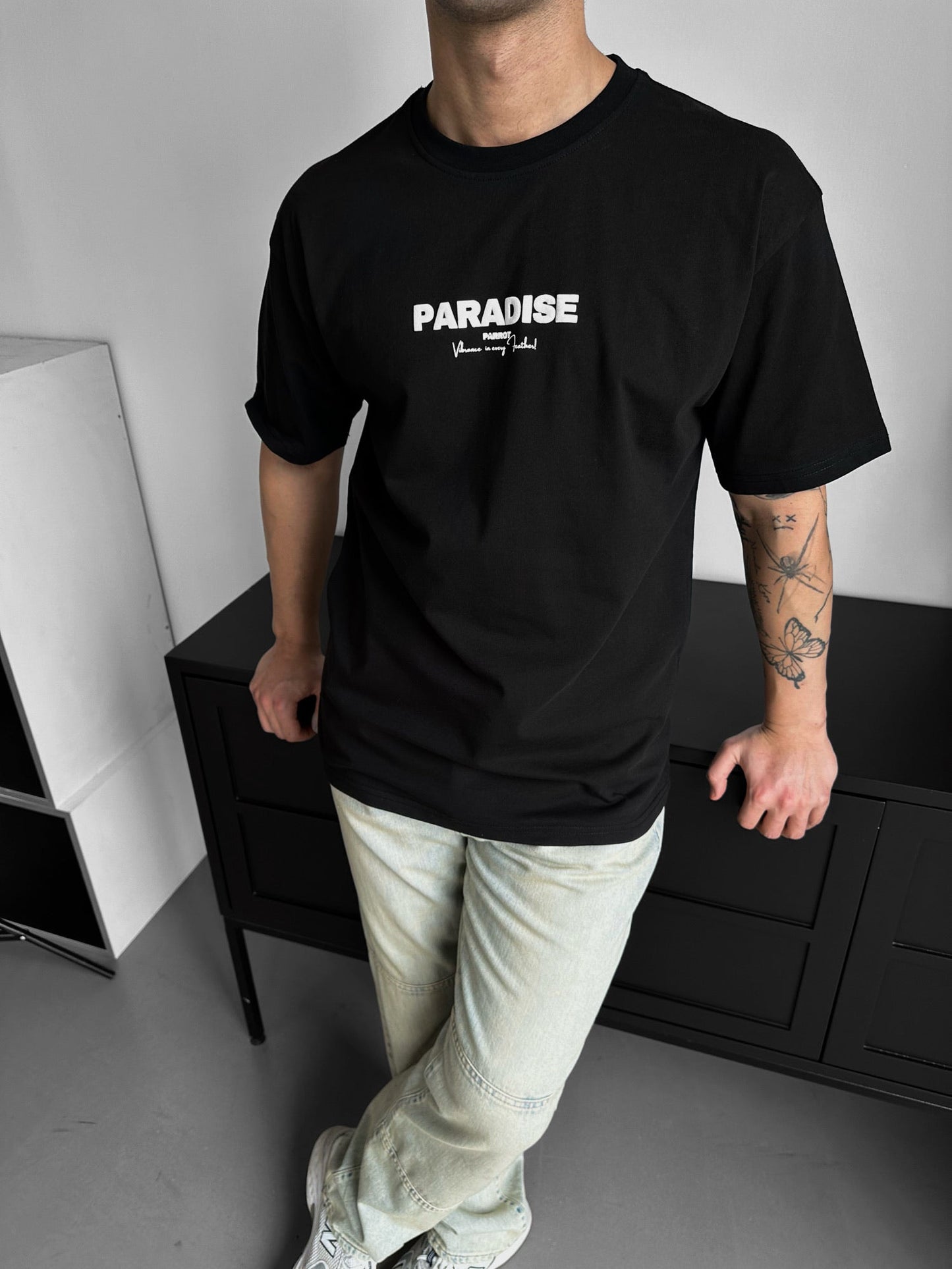 Oversize-Paradise-T-Shirt - Schwarz