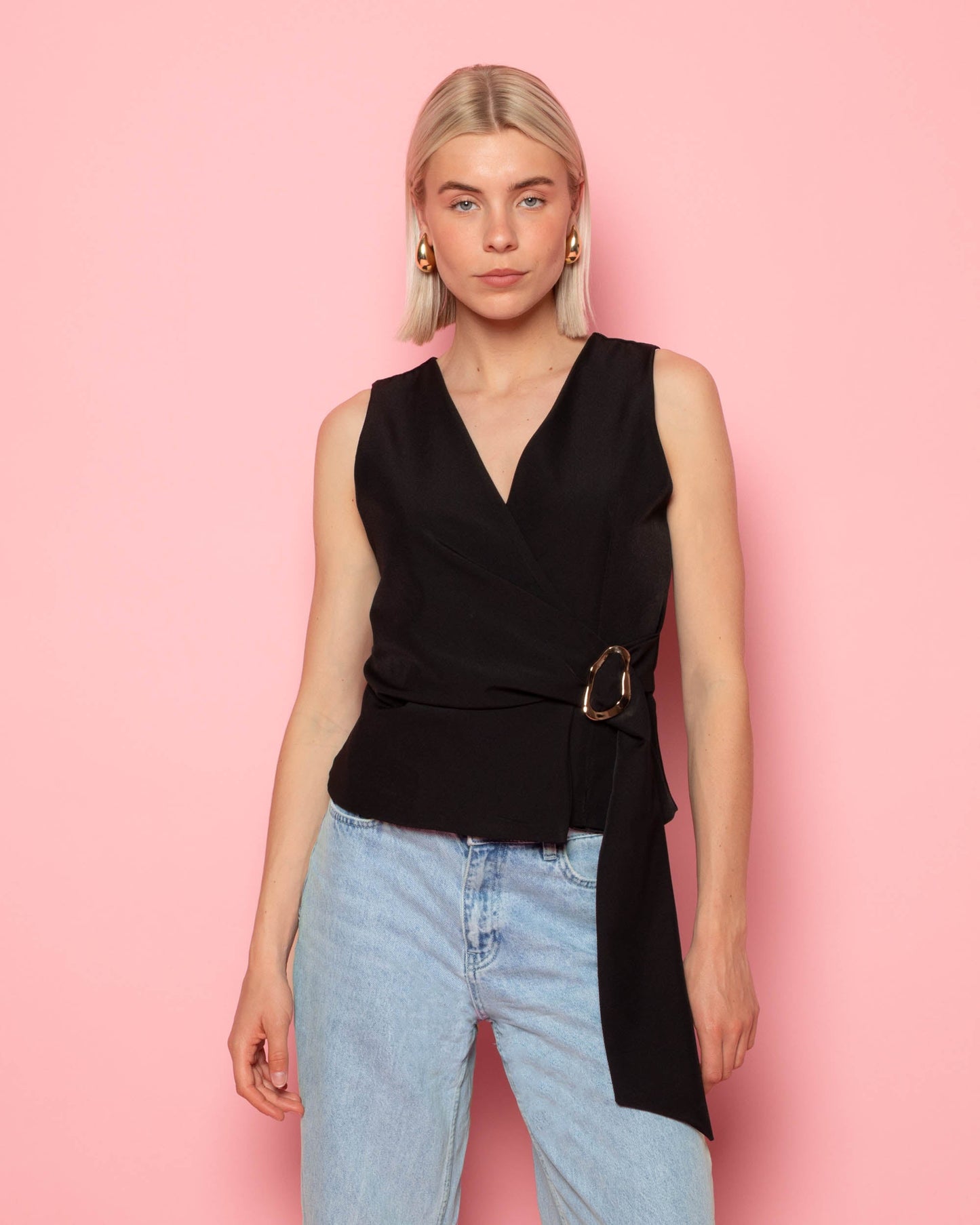 BUCKLE GILET ZWART