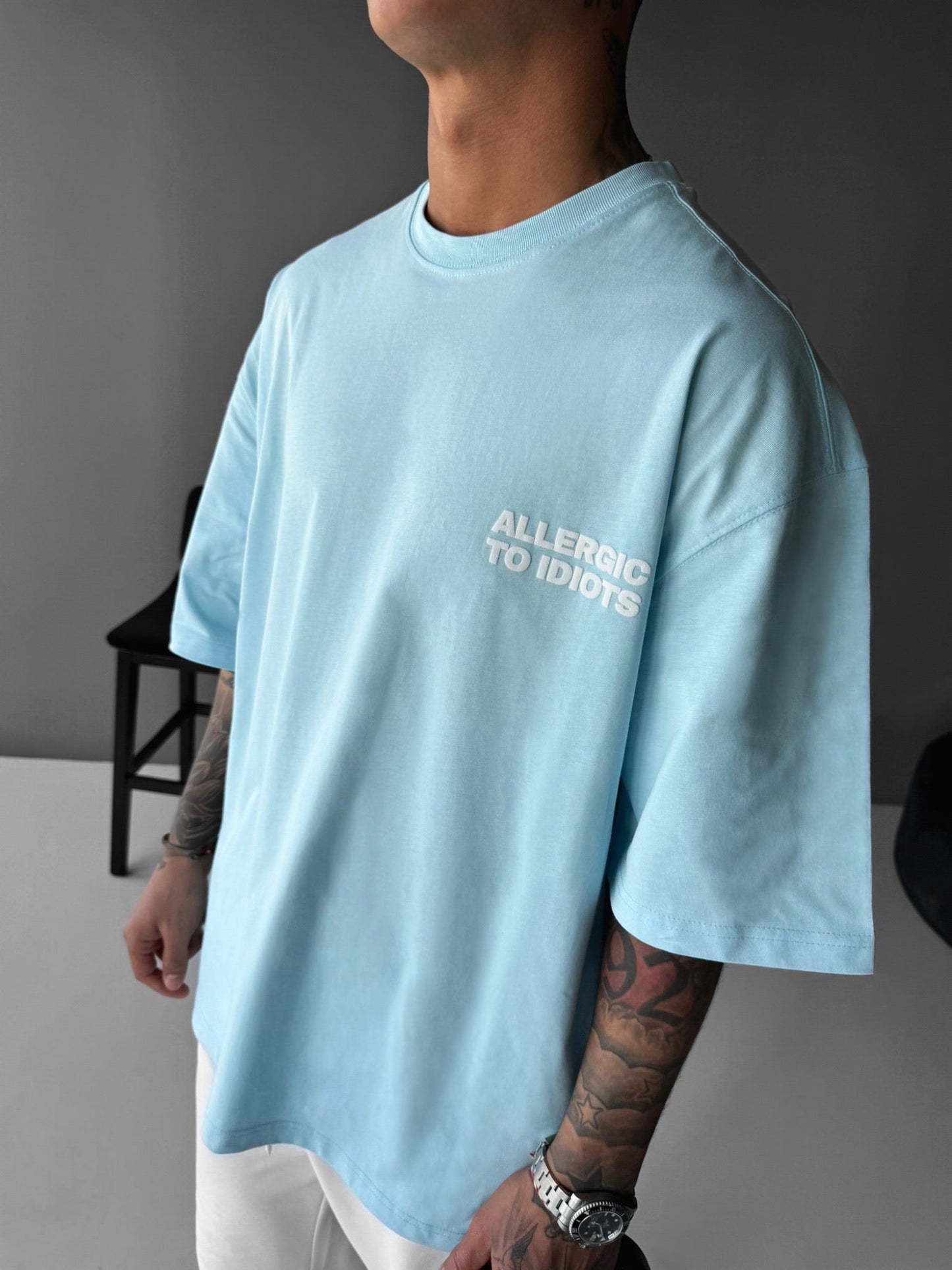 Oversize-Statement-T-Shirt - Blau