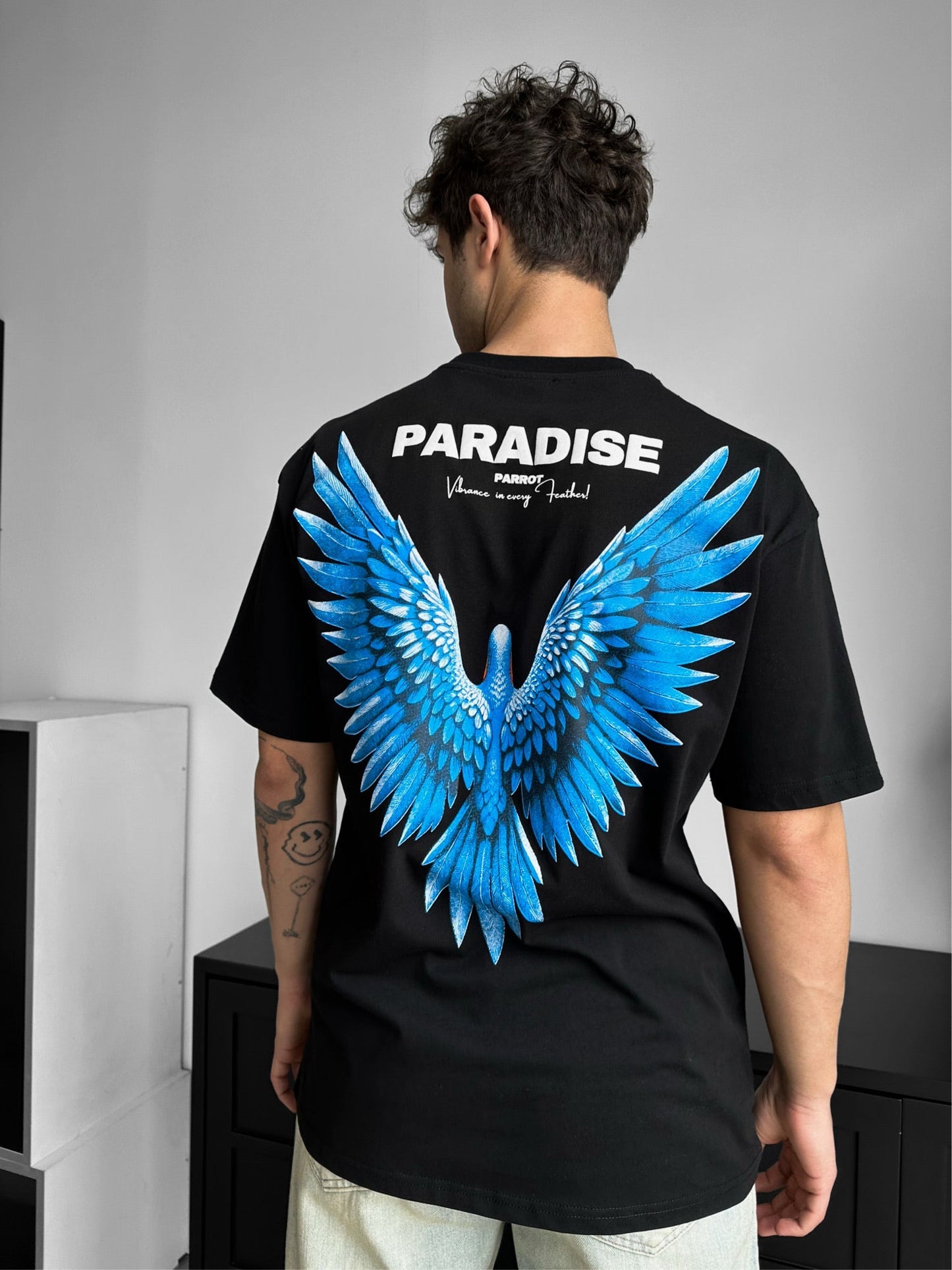 Oversize-Paradise-T-Shirt - Schwarz