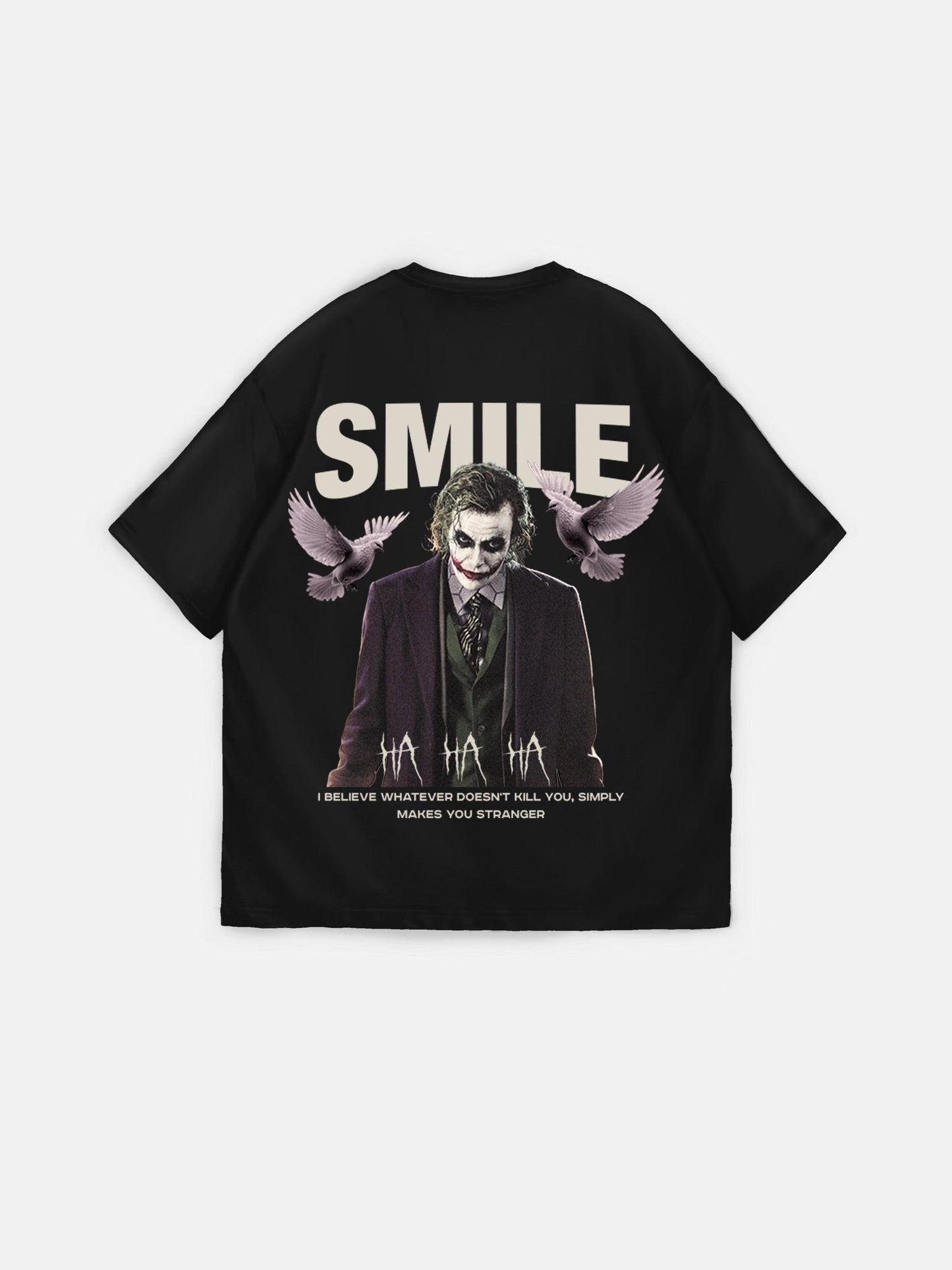 Oversize-T-Shirt mit Smile-Print - Schwarz