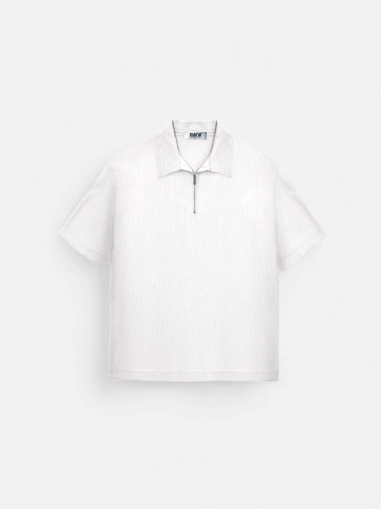 Oversize-Poloshirt mit Reißverschluss und mehreren Lagen - Weiß