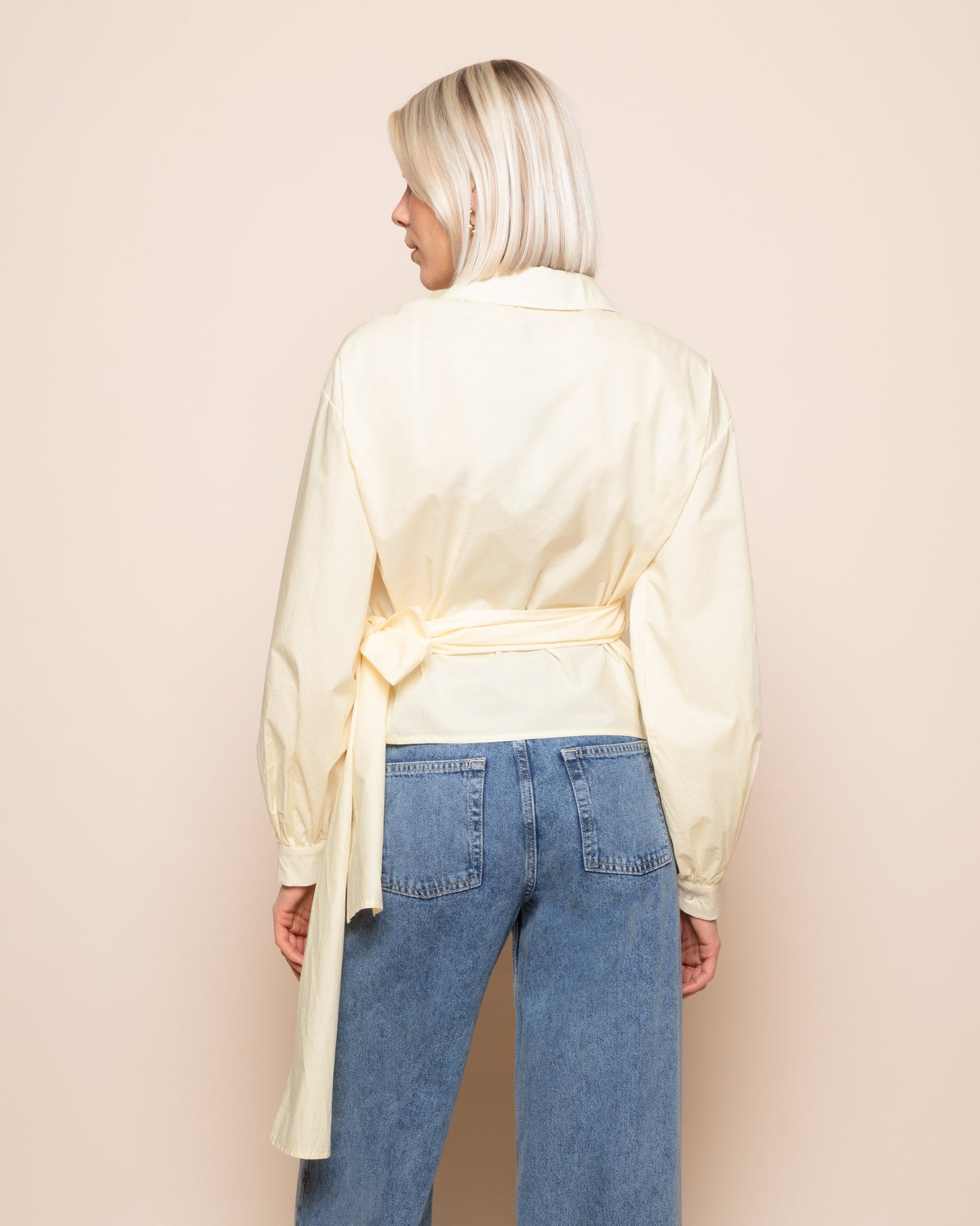 POPLIN WRAP KNOT BLOUSE BOTERGEEL