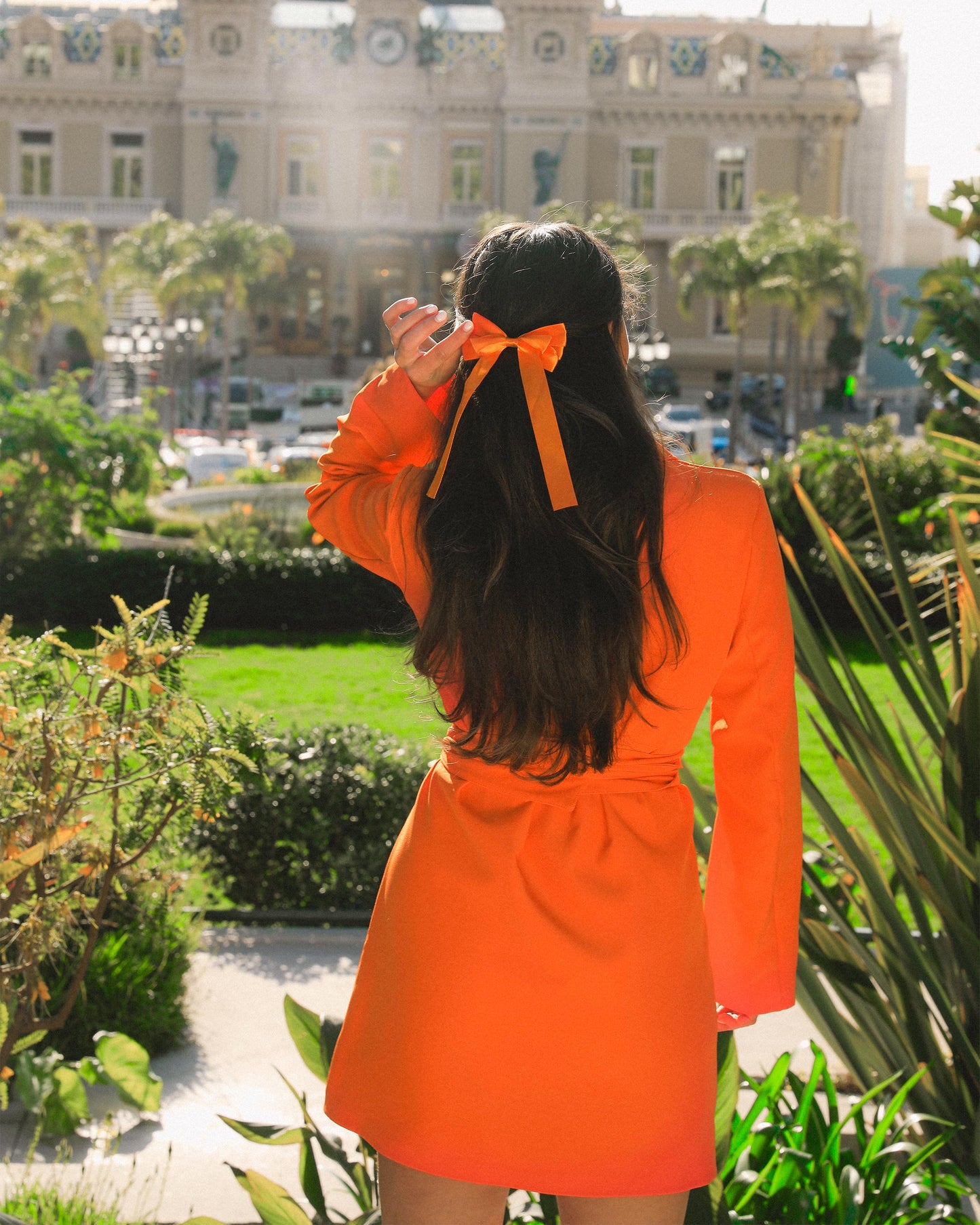 SMALL SATIN BOW HAIRCLIP ORANJE