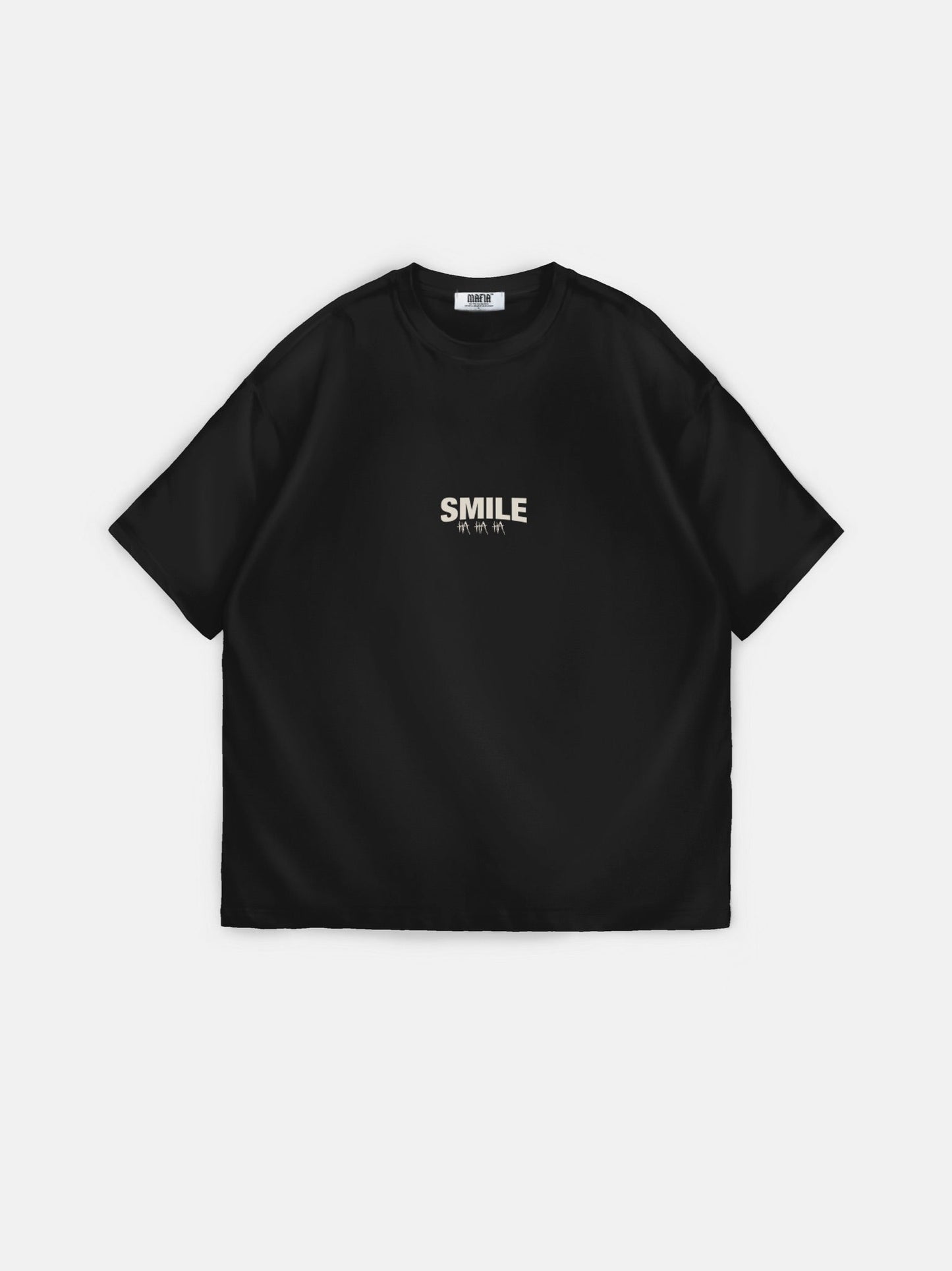 Oversize-T-Shirt mit Smile-Print - Schwarz
