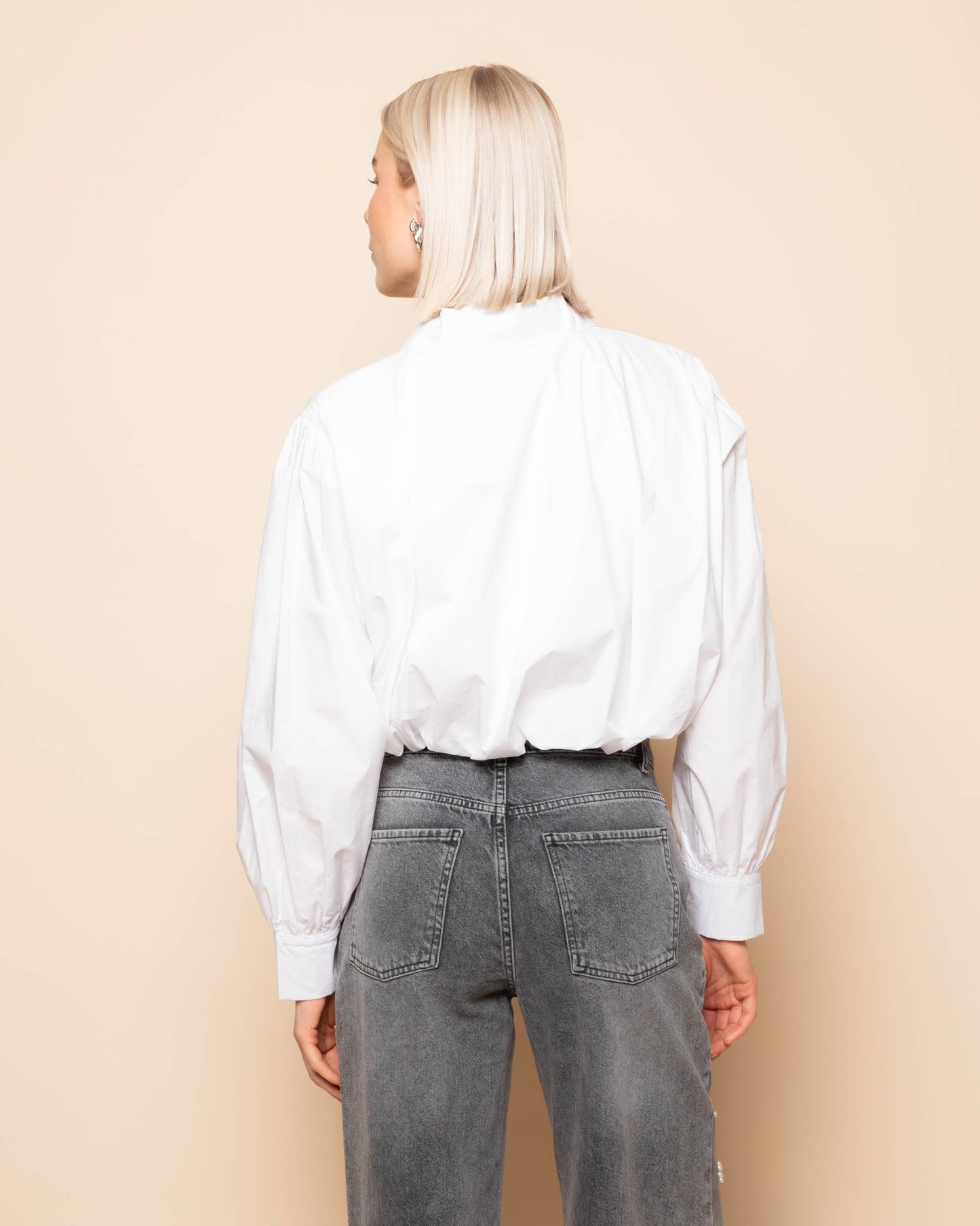 BUBBLE HEM POPLIN BLOUSE CRÈME