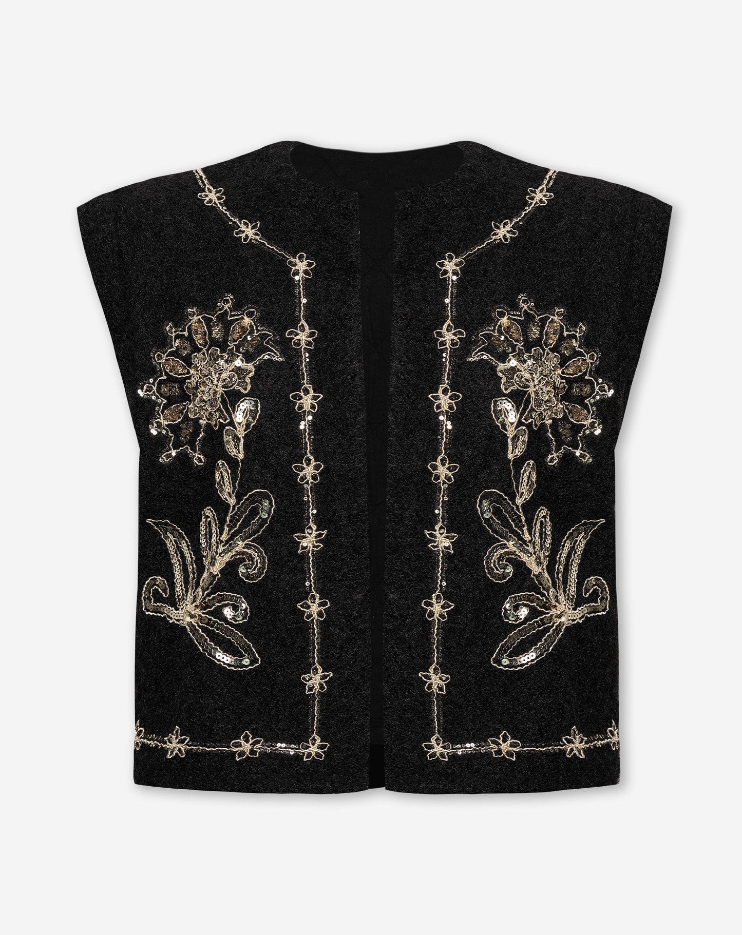 RIVER SEQUINS GILET ZWART