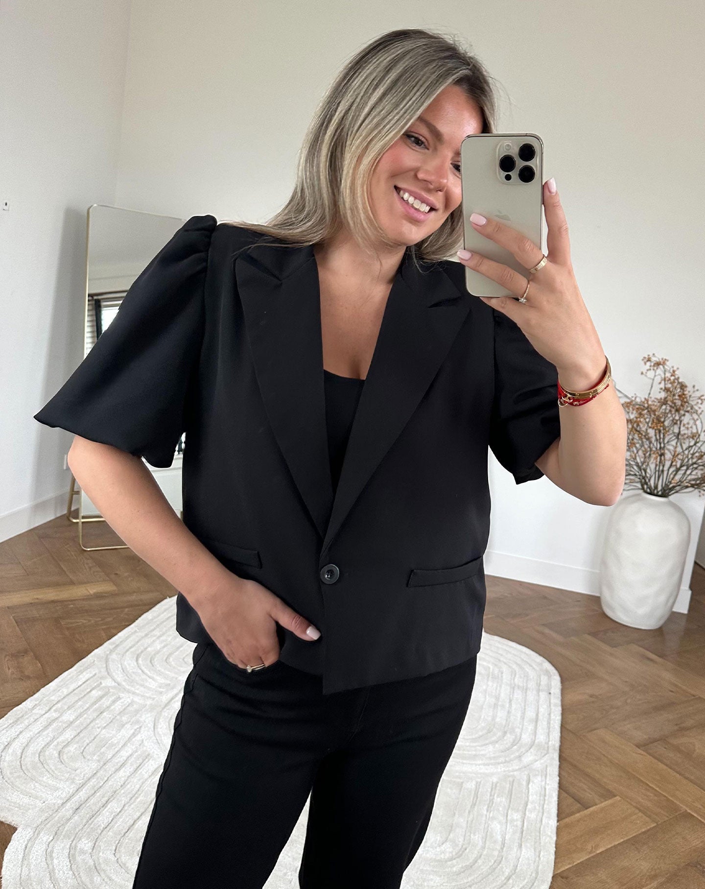 LIZZY PUFF SLEEVE BLAZER ZWART