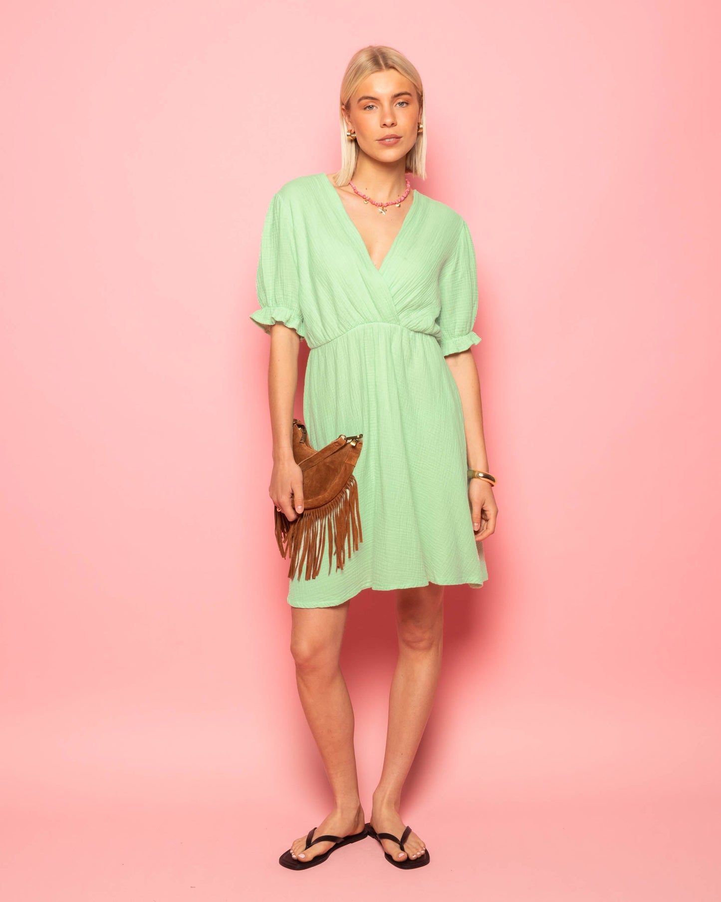 DILA MOUSSELINE DRESS PISTACHE