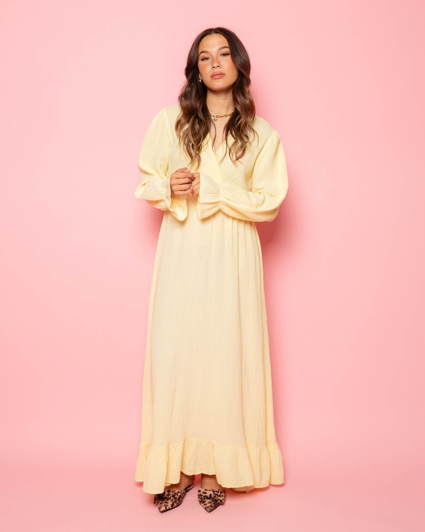 MOUSSELINE MAXI RUFFLE DRESS BOTERGEEL