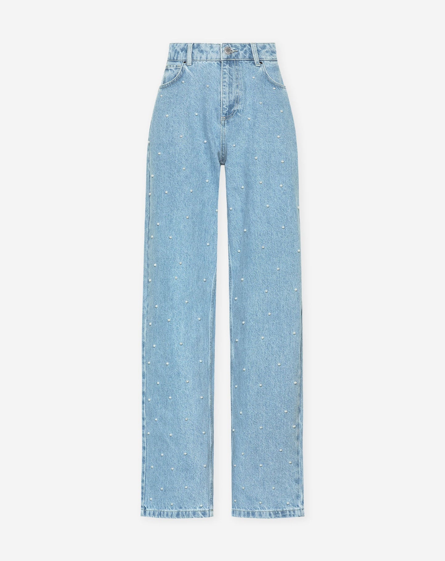 PEARL ALLOVER STRAIGHT LEG JEANS LICHTBLAUW