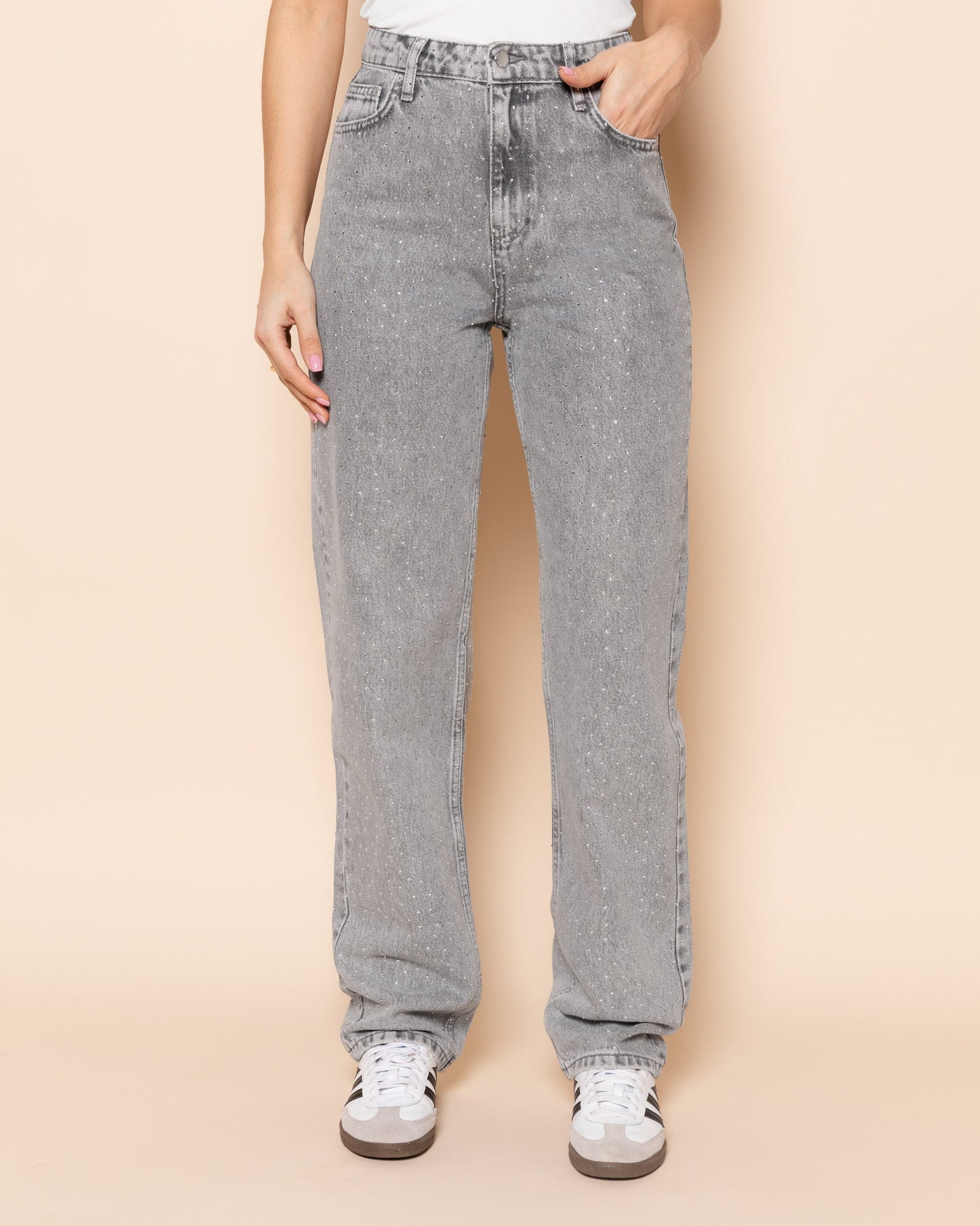 SMALL DIAMOND STRAIGHT LEG JEANS LICHTGRIJS