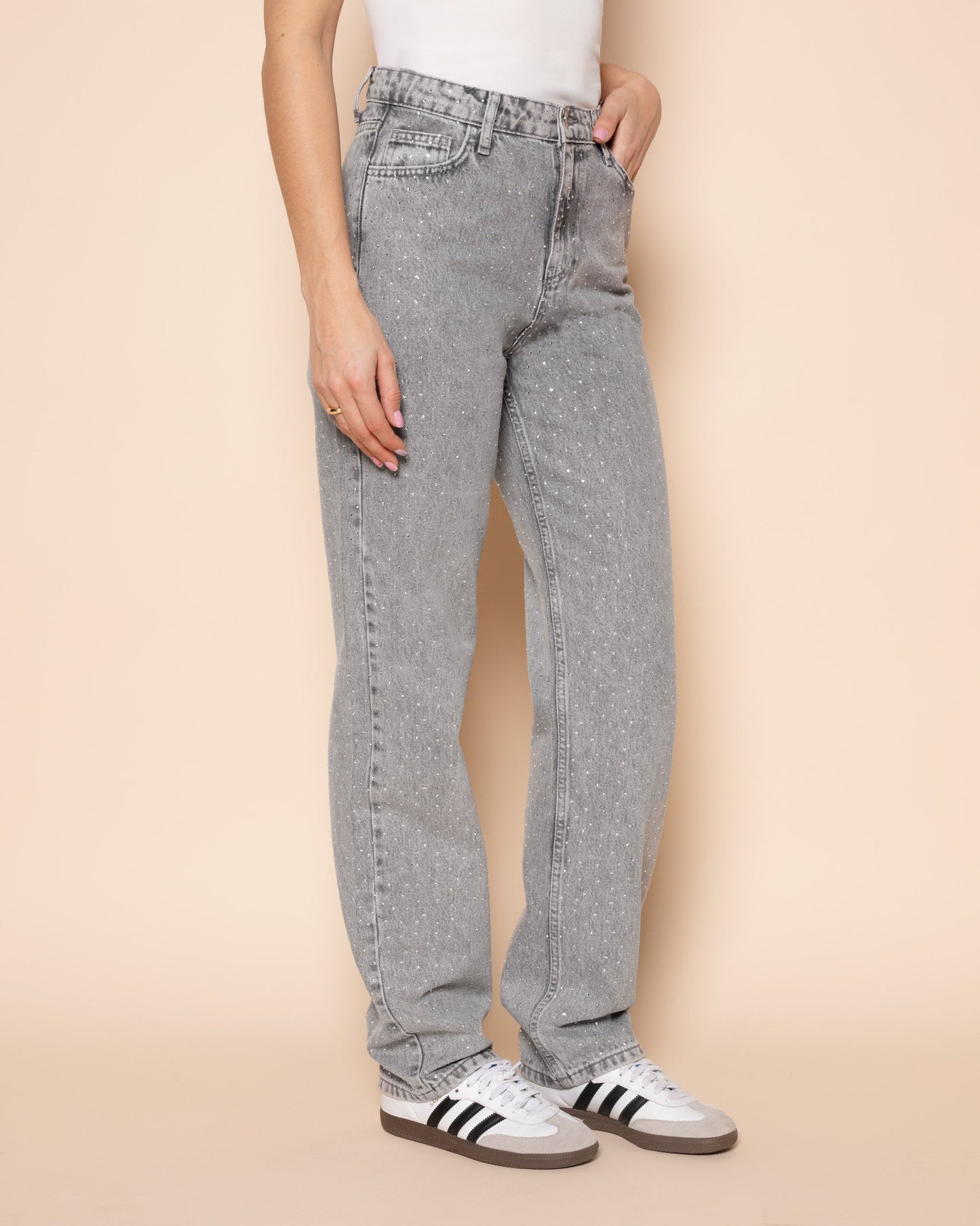 SMALL DIAMOND STRAIGHT LEG JEANS LICHTGRIJS