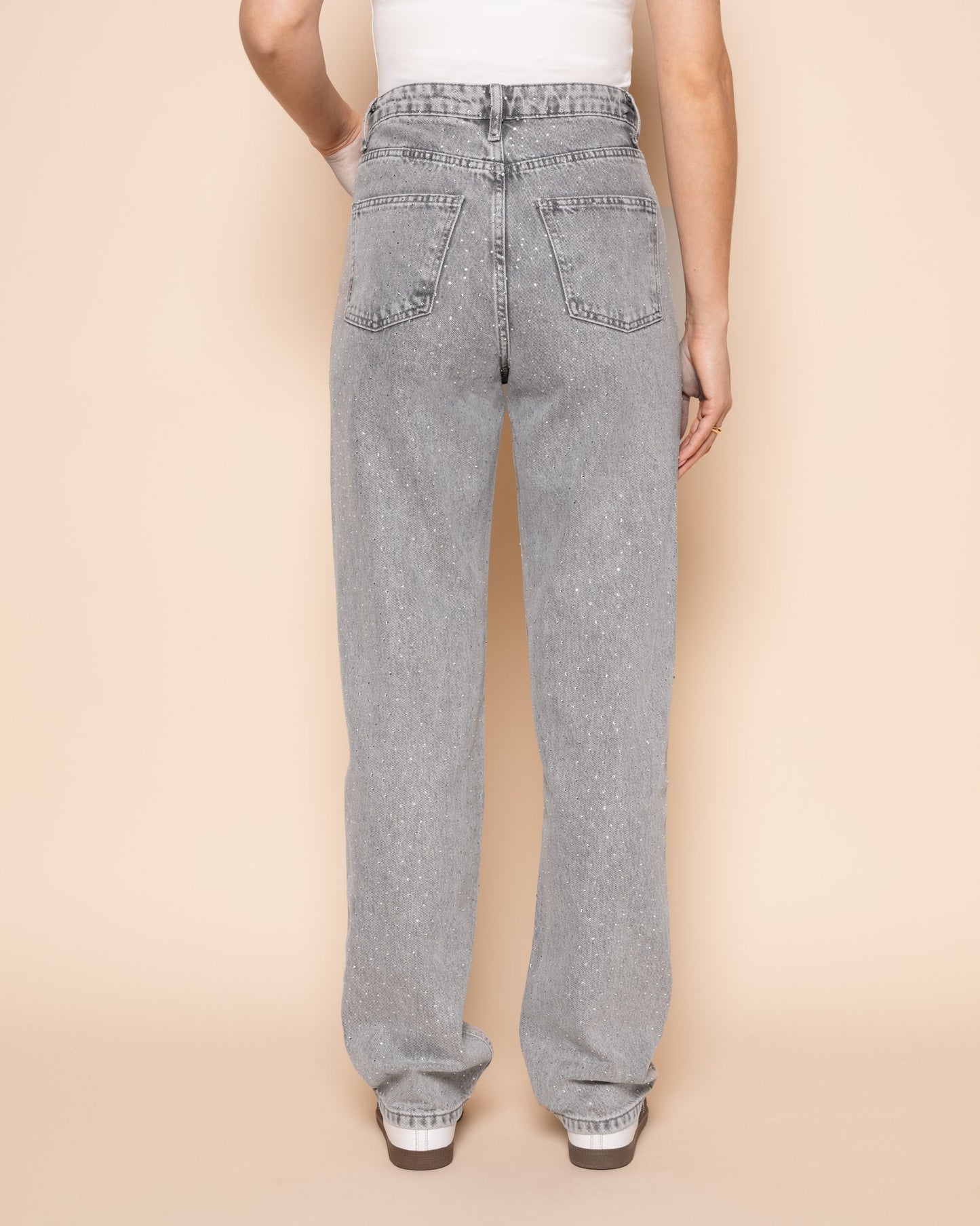 SMALL DIAMOND STRAIGHT LEG JEANS LICHTGRIJS