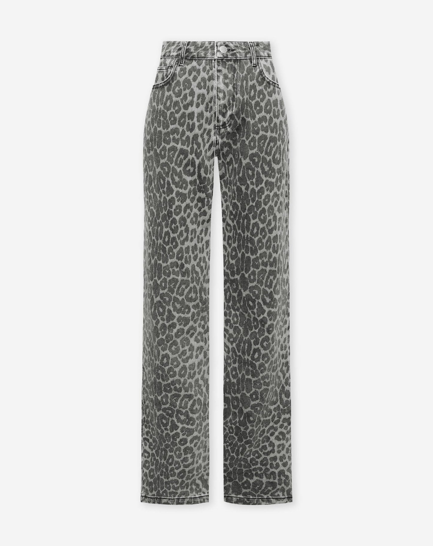 LEOPARD ALLOVER JEANS GRIJS
