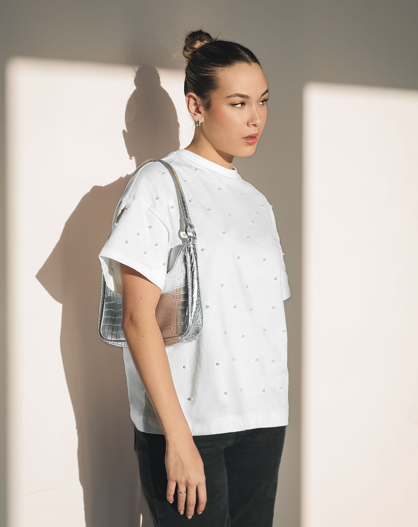 PEARL OVERSIZED TEE CRÈME