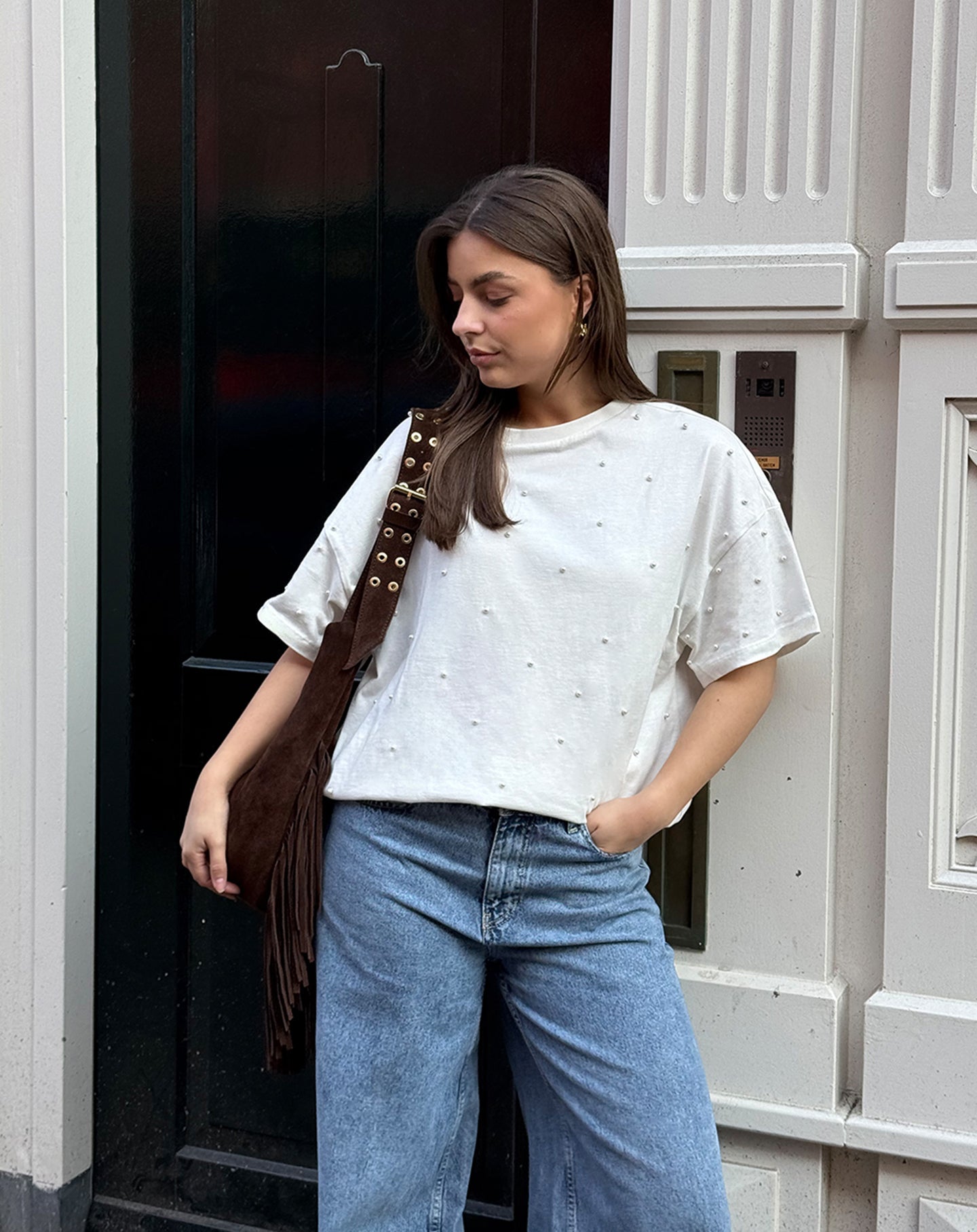 PEARL OVERSIZED TEE CRÈME