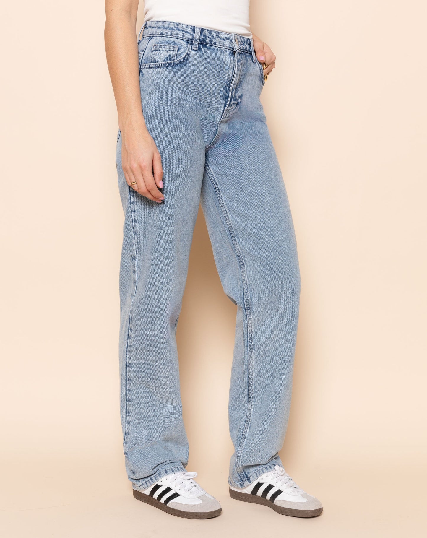 DENIM STRAIGHT LEG JEANS BLAUW