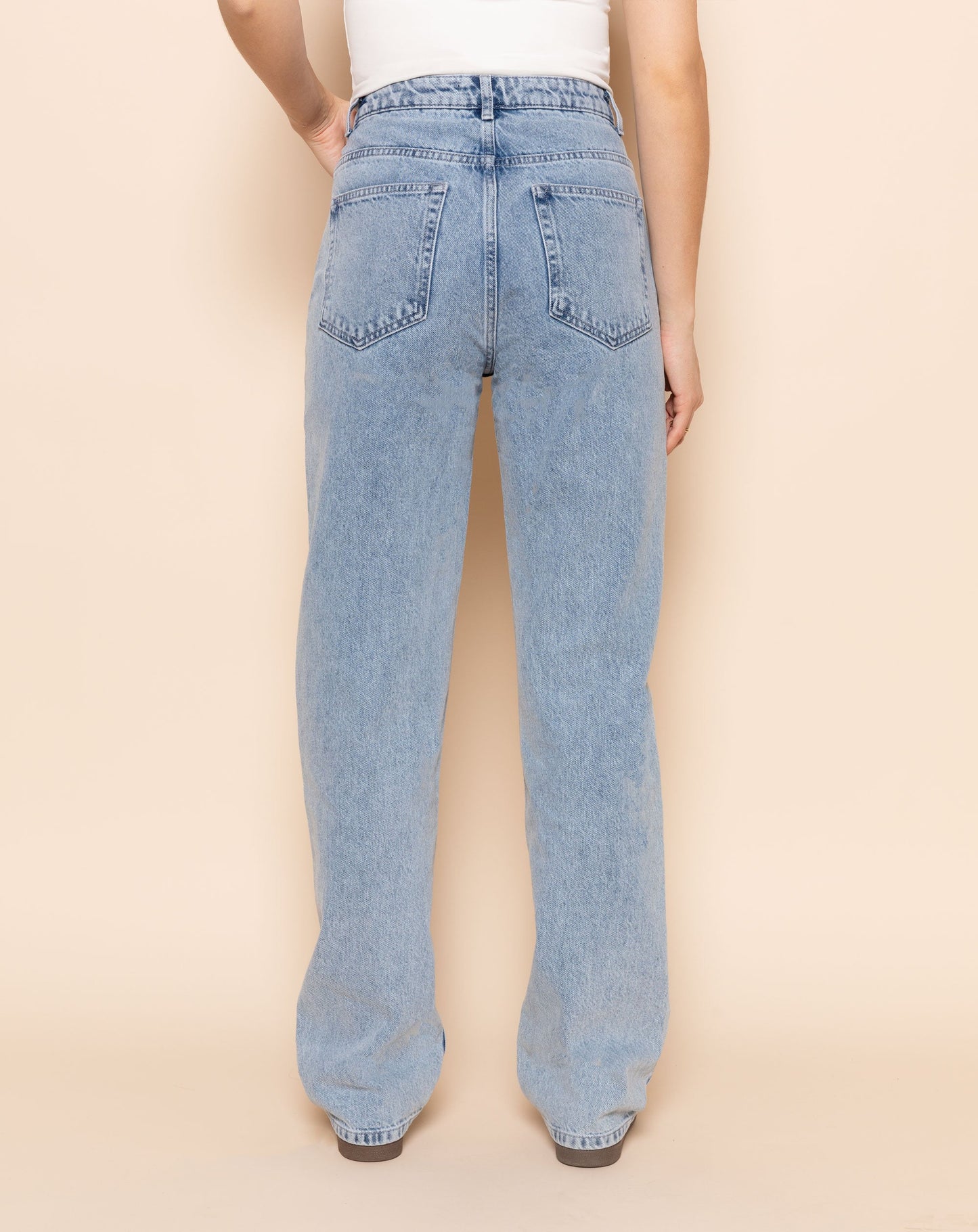 DENIM STRAIGHT LEG JEANS BLAUW