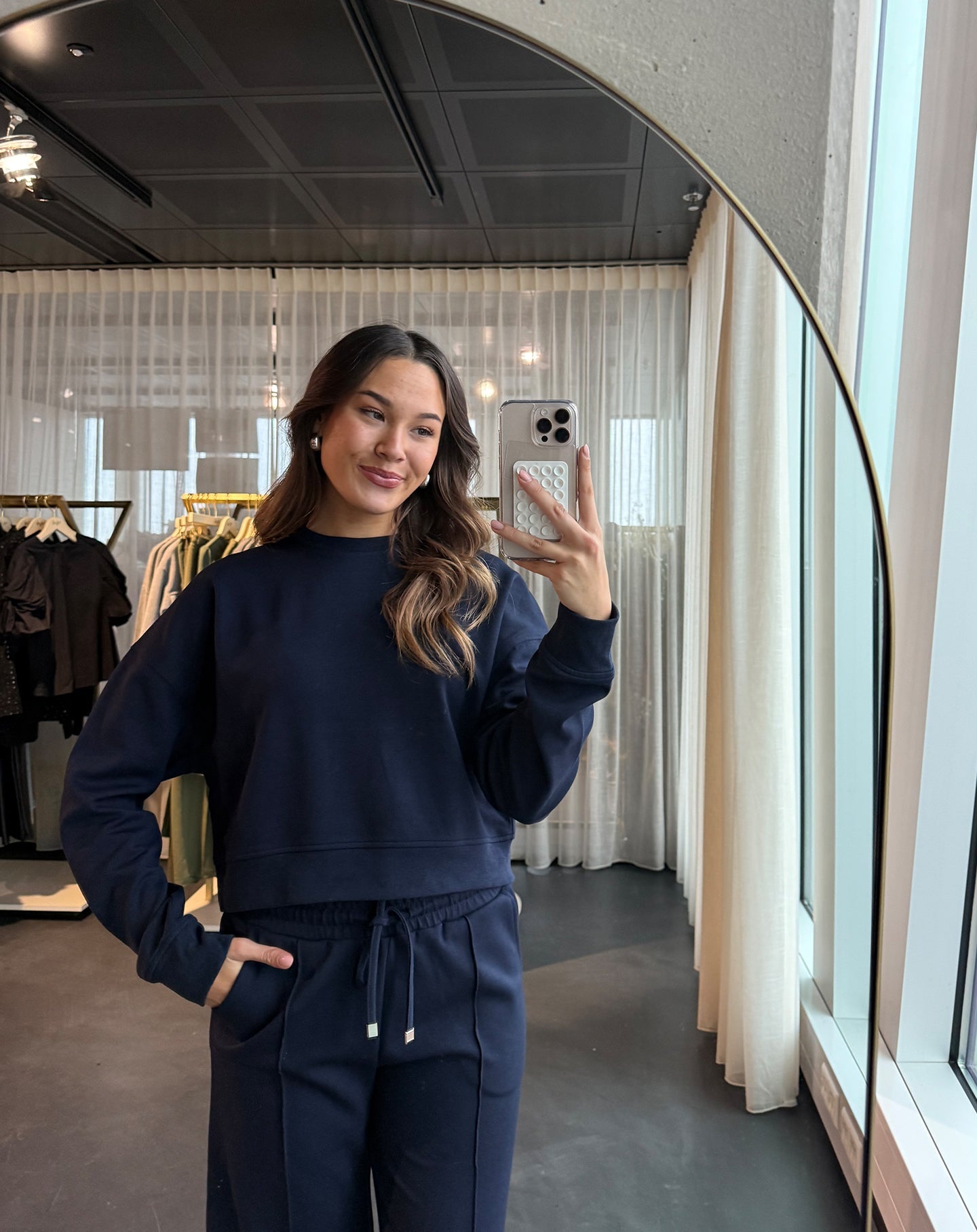 SCUBA CROPPED SWEATER MARINEBLAUW